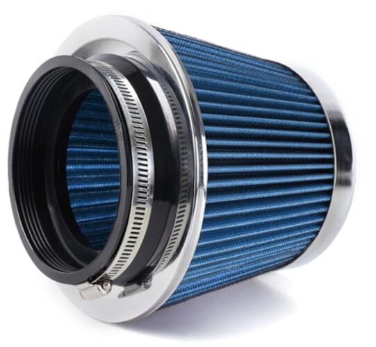 4-Inch Cold Air Intake Filter – Washable, High Performance, 3″ or 3 Short Blue