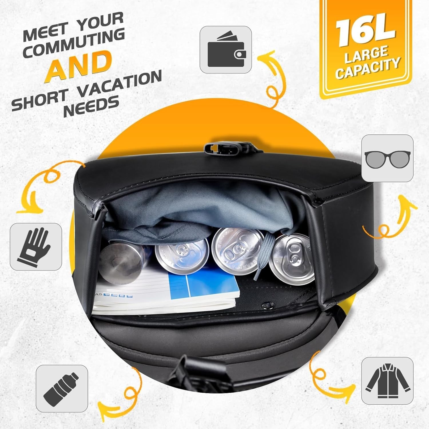 Motorcycle Saddle Bags with Buckles 16L Waterproof Motorcycle Saddlebags PU L…