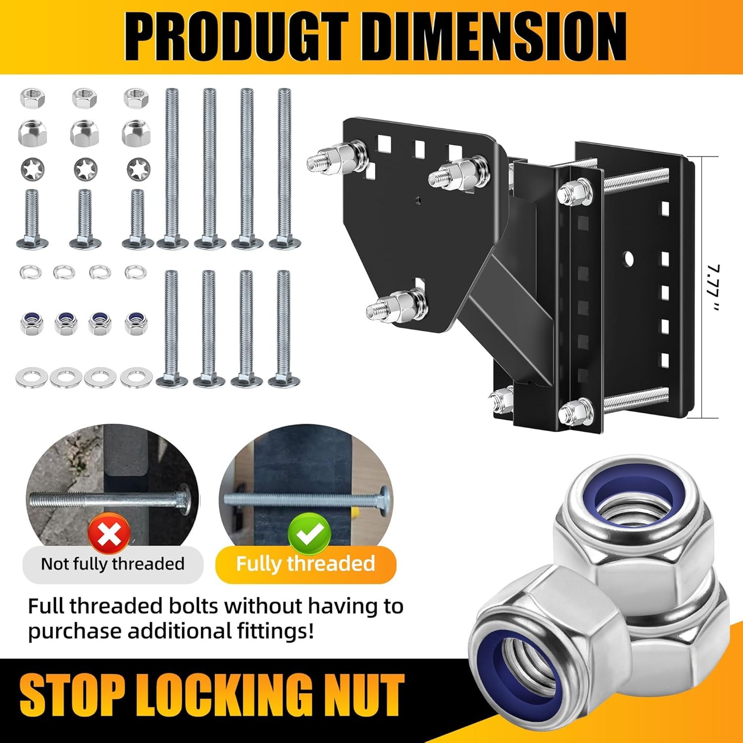 JEACENT Spare Tire Mount for Utility Trailer Accessories,3-Nut Design Spare Tire