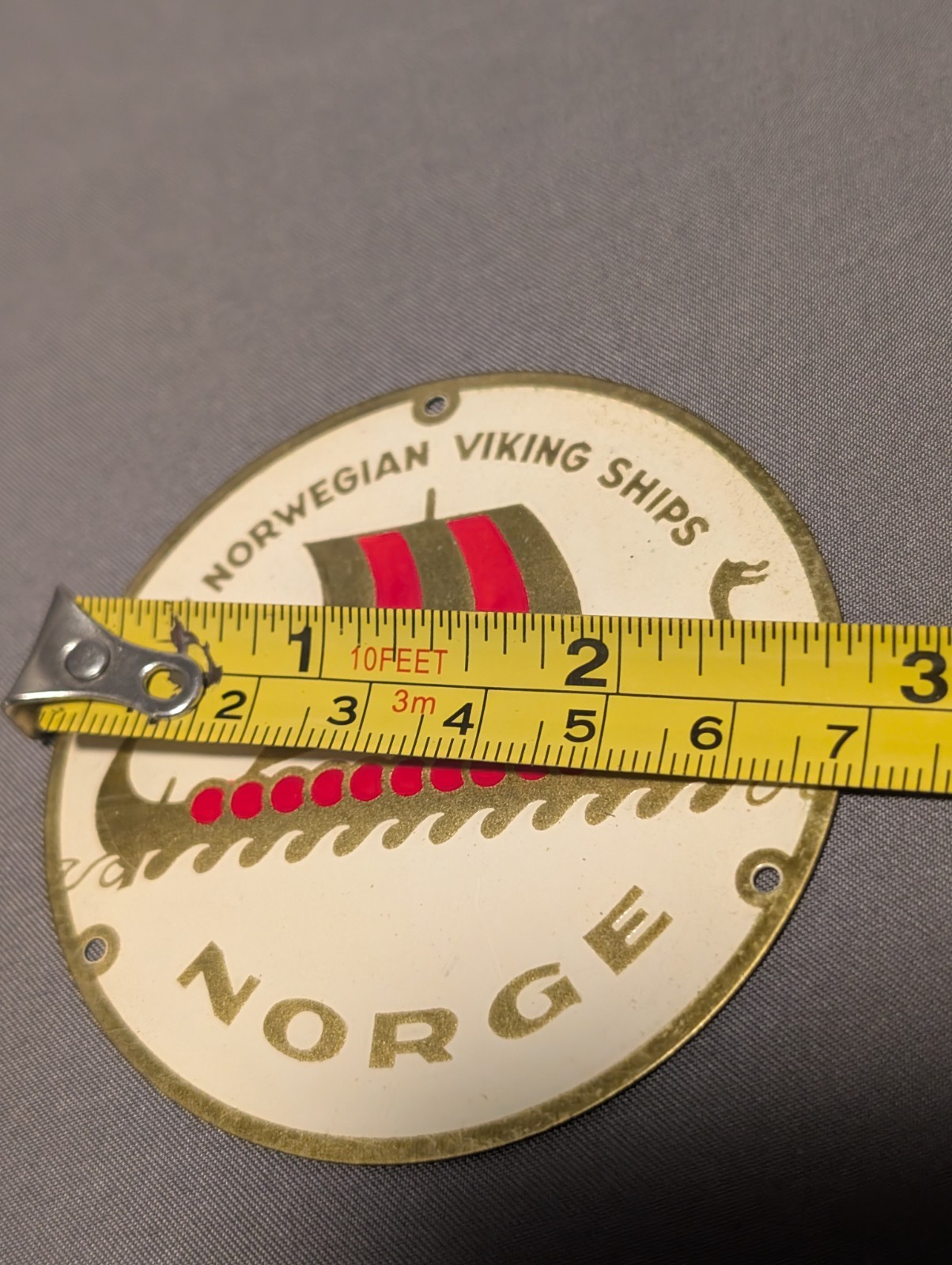 NORGE The Norwegian Viking Ships metal circle name plate decal decor