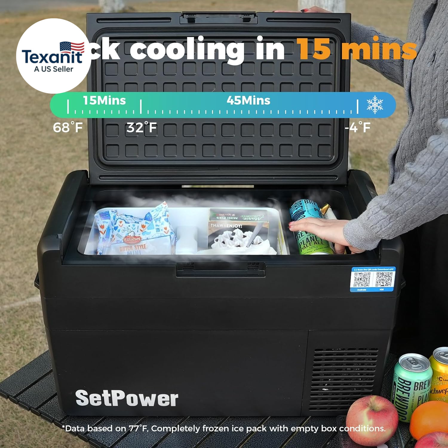 12V Refrigerator 21 Quart Portable Freezer 50 Hours Keep Cool,Electric Cooler fo