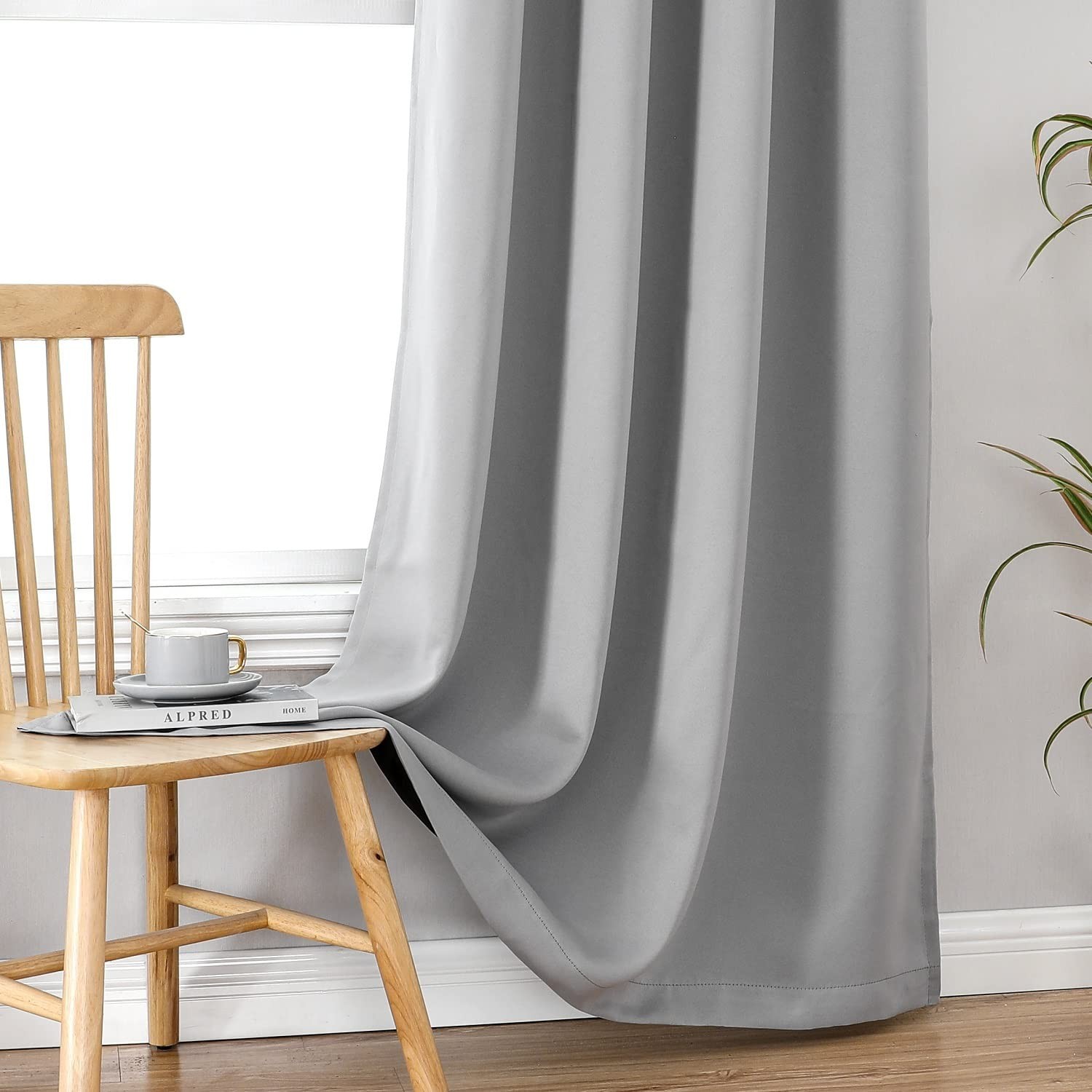 ChrisDowa 100% Blackout Curtains 78 inch Long for Bedroom with Black Liner, 2…