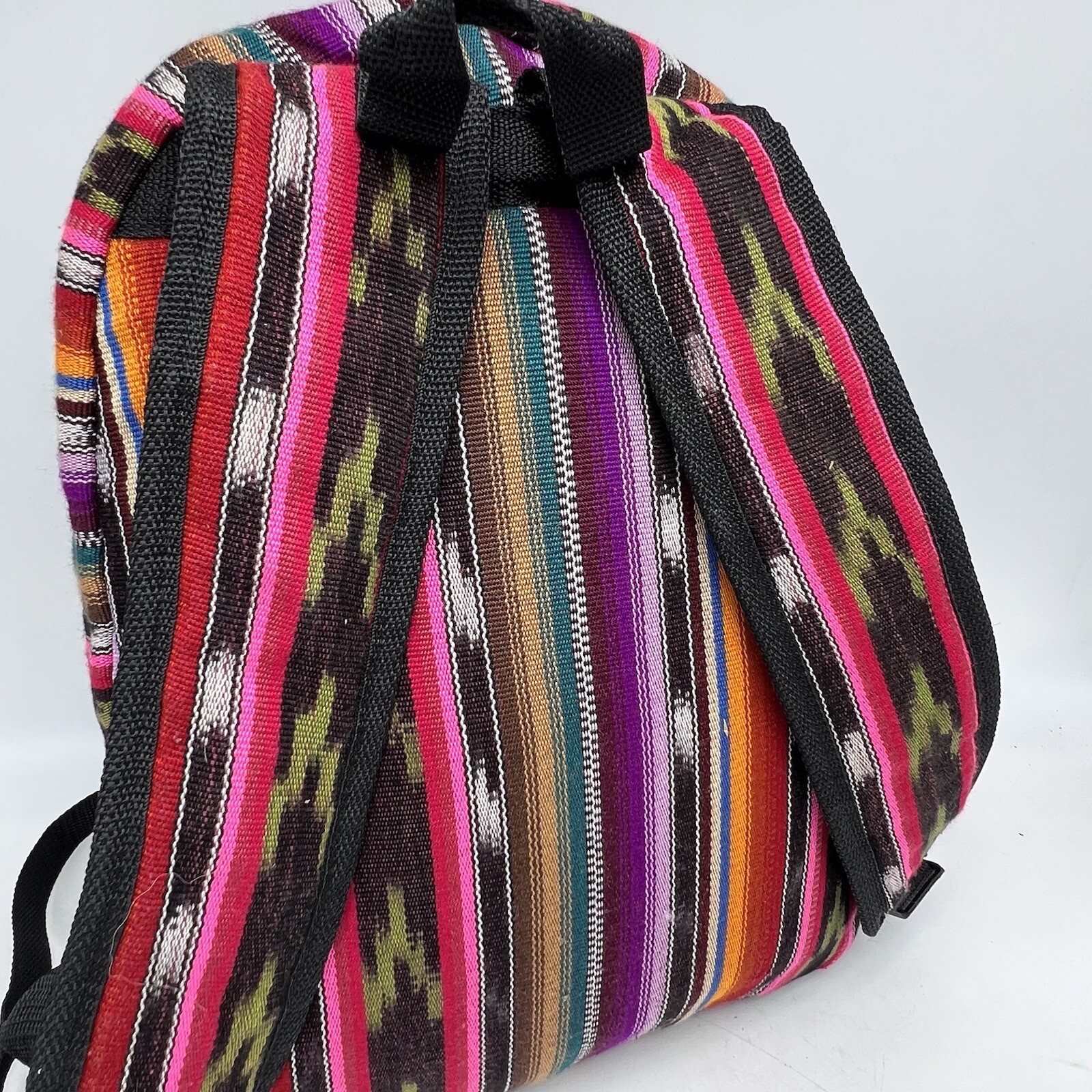 BackPack Guatemalan Full Zip Cotton Adjustable Straps 3 Compartments Colorful