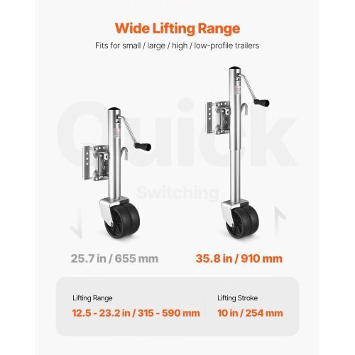 Trailer Jack with Wheel, 1500 lbs Load Capacity, Heavy Duty Swivel Boat Trailer