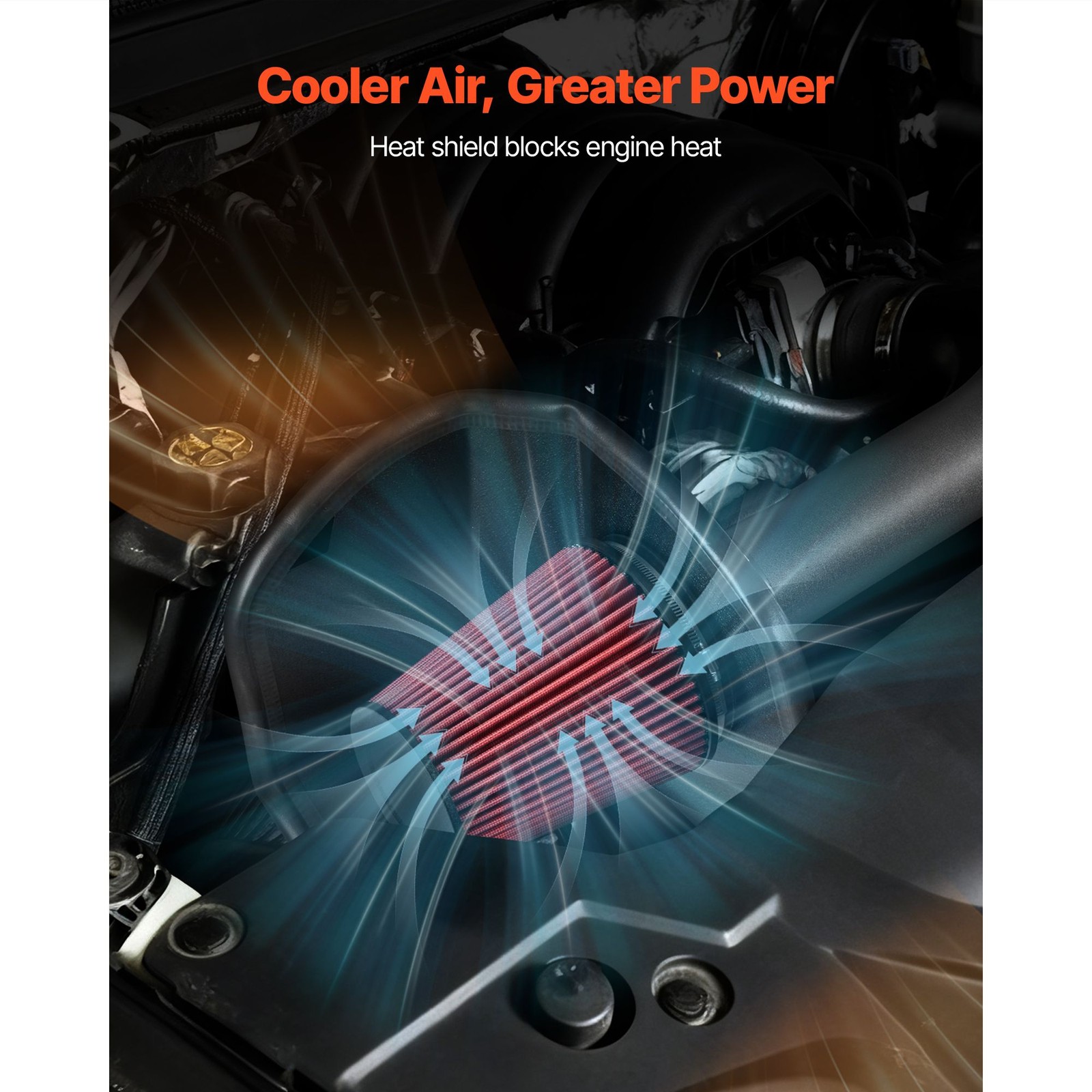 Cold Air Intake, 3.5 Inch Cold Air Intake System + Heat Shield Compatible