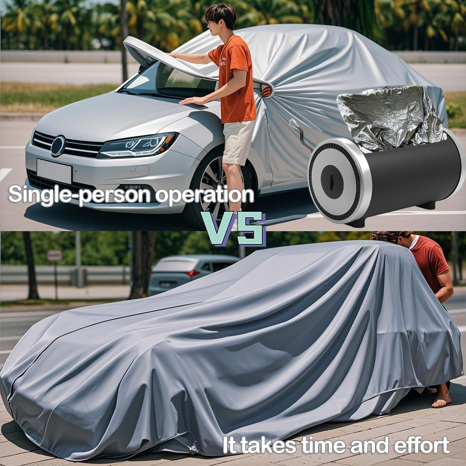 Automatic Car Cover with Remote Control for Sedan length194-204 in,width75 in Re