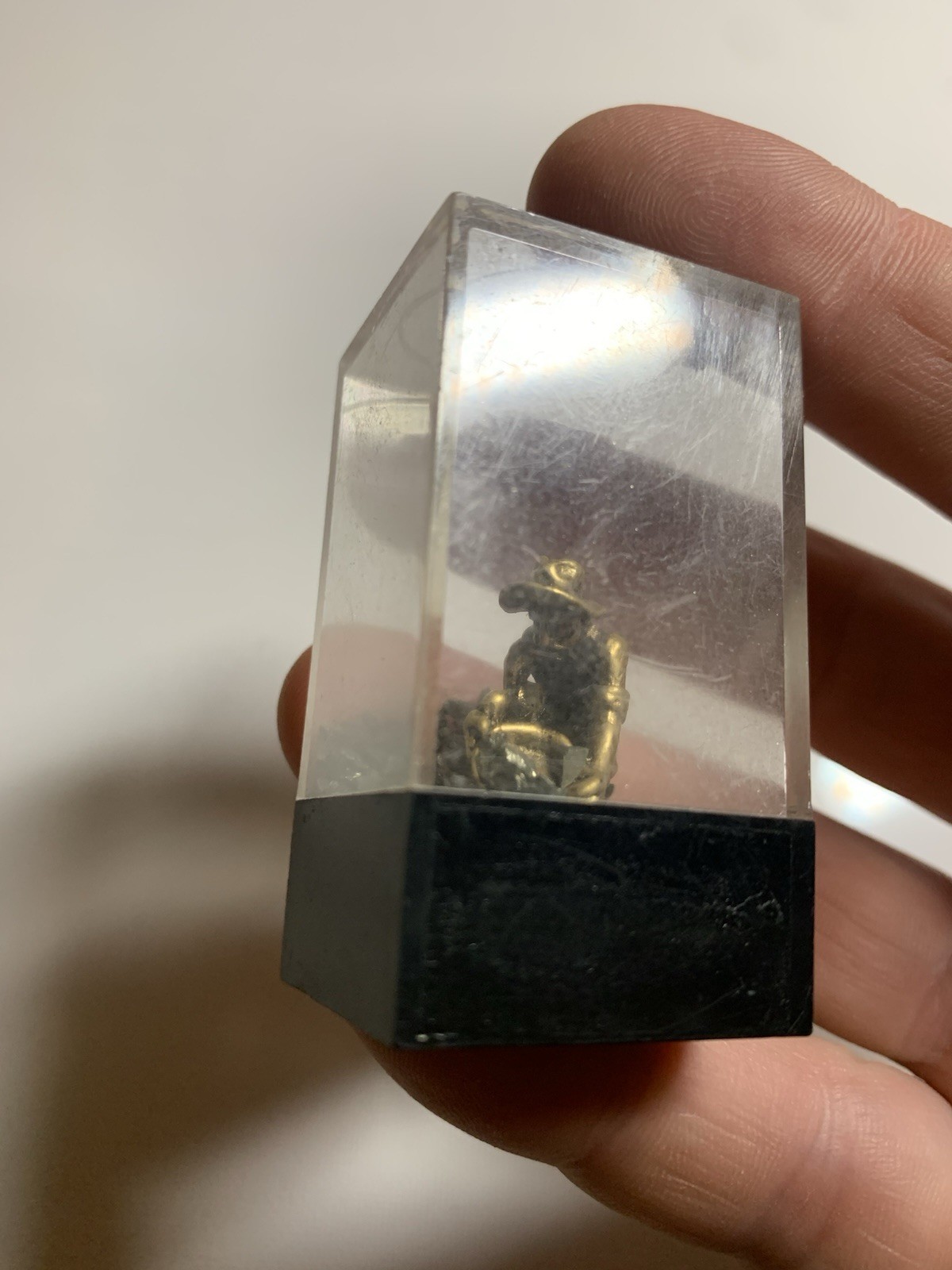 Pyrite 24k GP Miner Figurine Made & Mined In The West Travel Souvenir Vintage