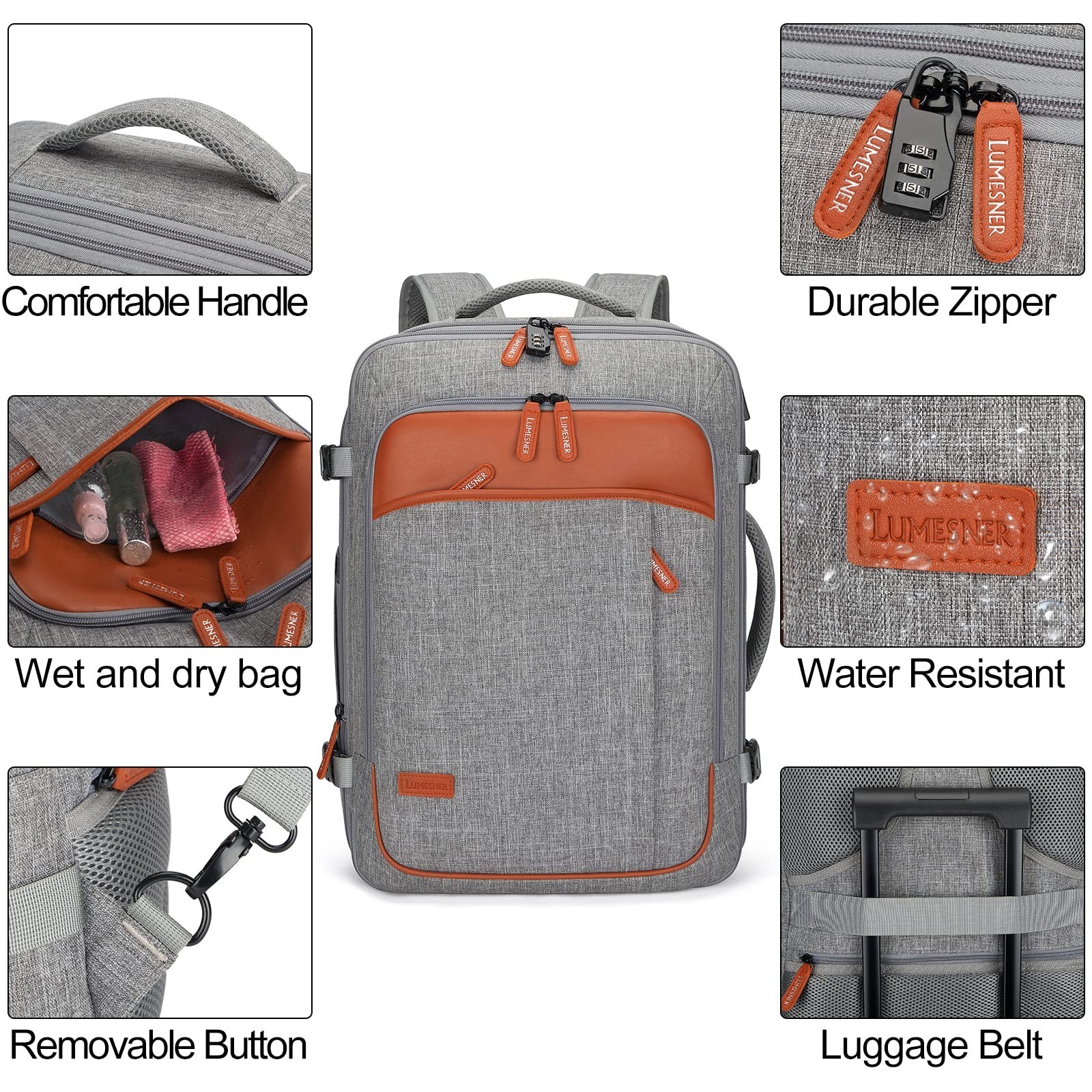 Lumesner Carry on Travel Backpacks, Extra Large 40L Flight Approved Bag for M…