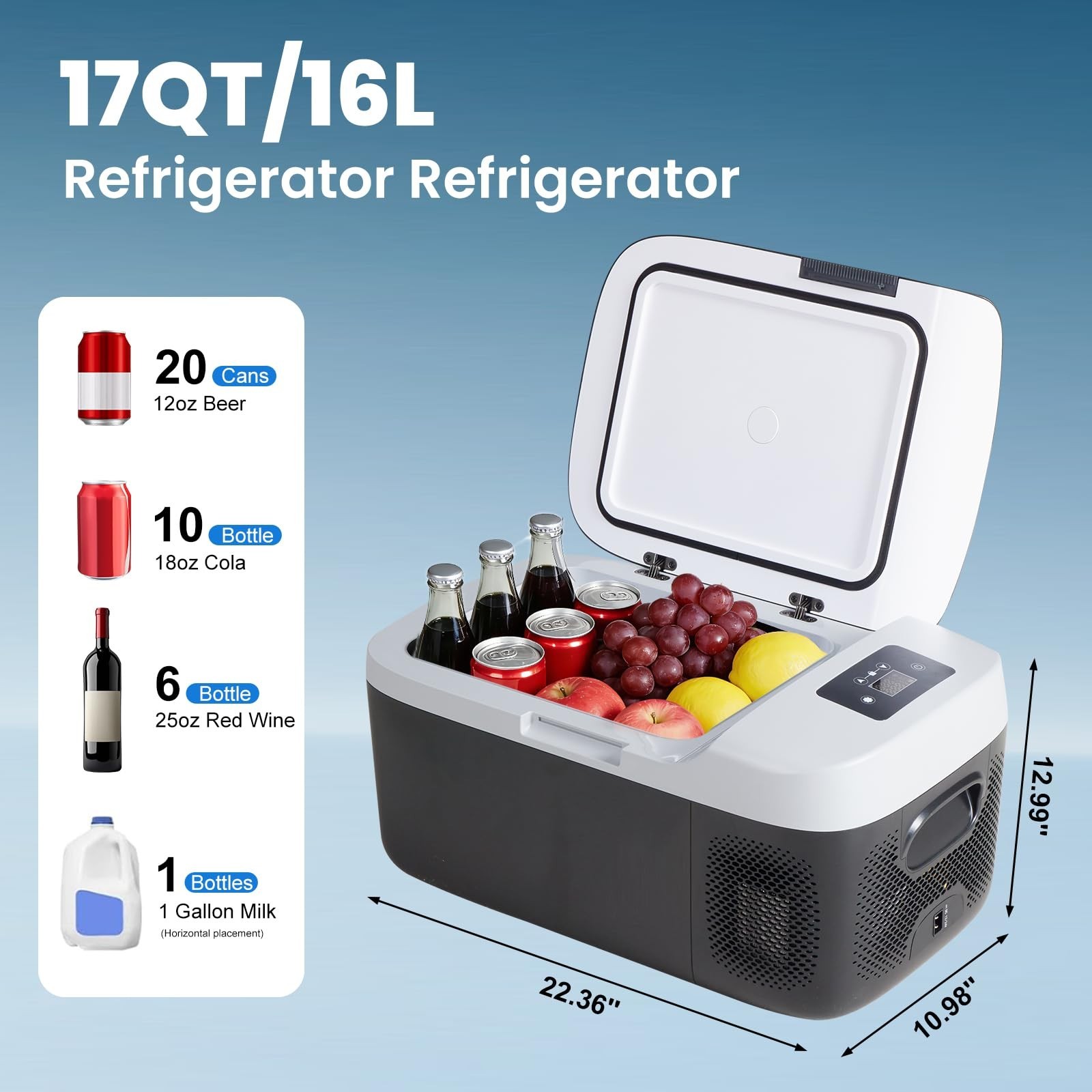 OLIXIS Portable Car Refrigerator, 17QT Single-Zone Electric Cooler for Vehicl…
