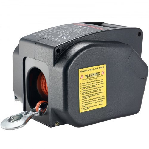 Electric Boat Winch, 12V DC 300W, Reversible Electric Trailer Winch for Boats U