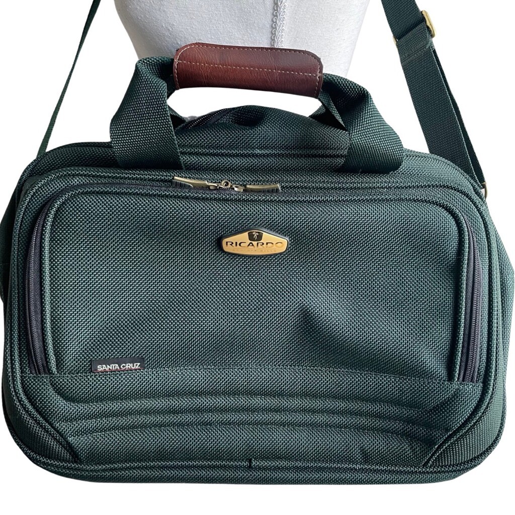 RICARDO BEVERLY HILLS Santa Cruz” green Travel Bag w/ Gold & Bronze accents