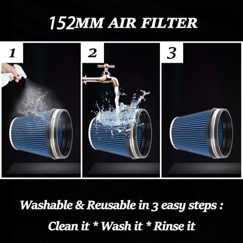 6″ Inlet Cold Air Intake Filter Cone Replacement Performance Blue (6″ Tall)