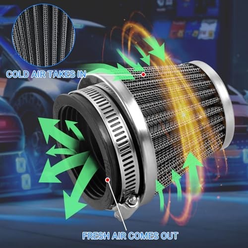 Cold Air Intake Filter for Motorcycle Turbo Vent Breather Air Intake Black 52mm