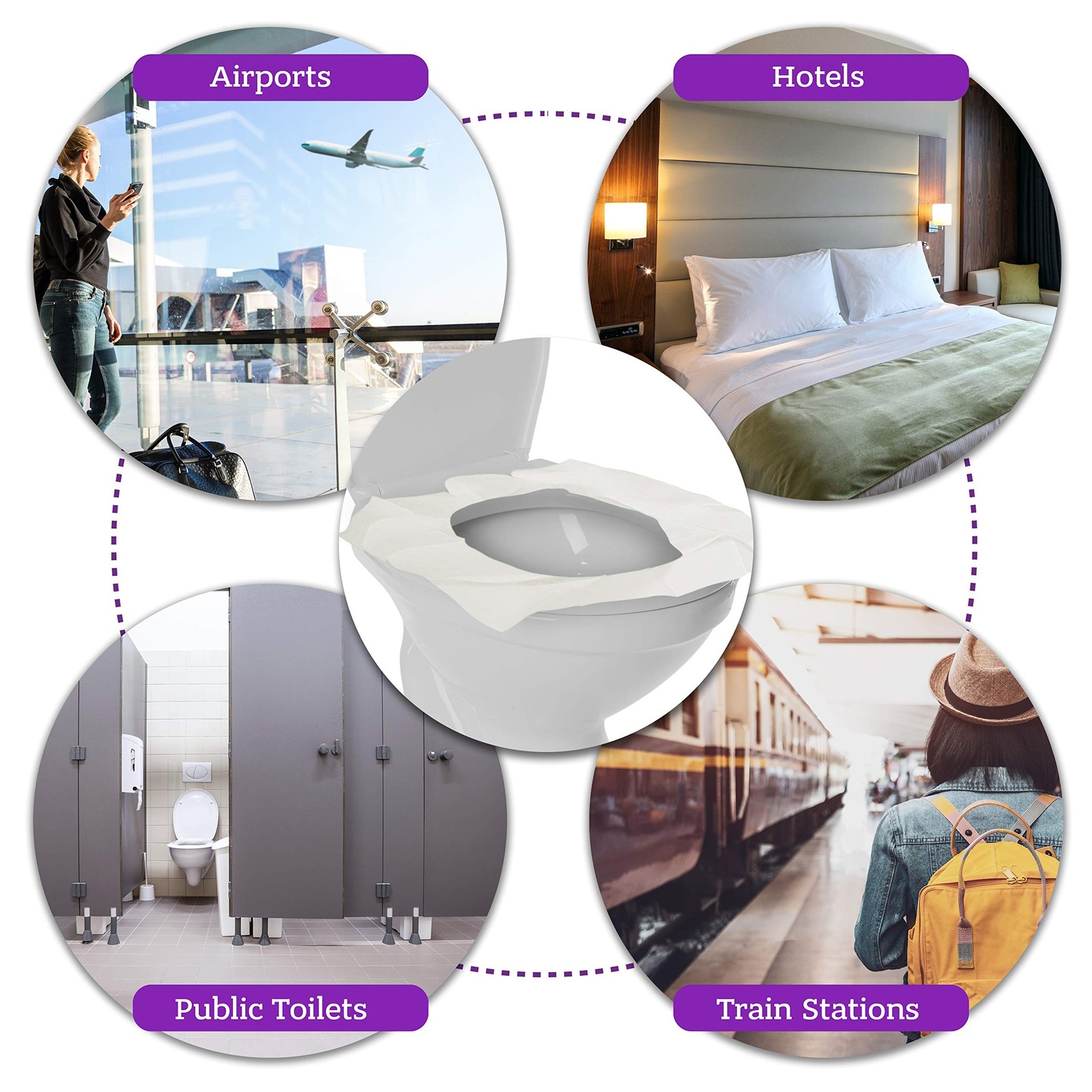 Disposable Paper Toilet Seat Covers 8 Packs (80-Count) + 2 Free Packs (20-Cou…