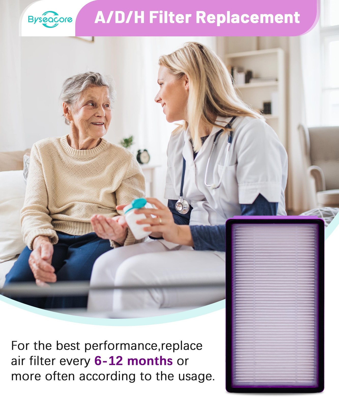 A/D/H Replacement Filter Compatible with 3M Filtrete FAP-TT-ADH, Compare to H…