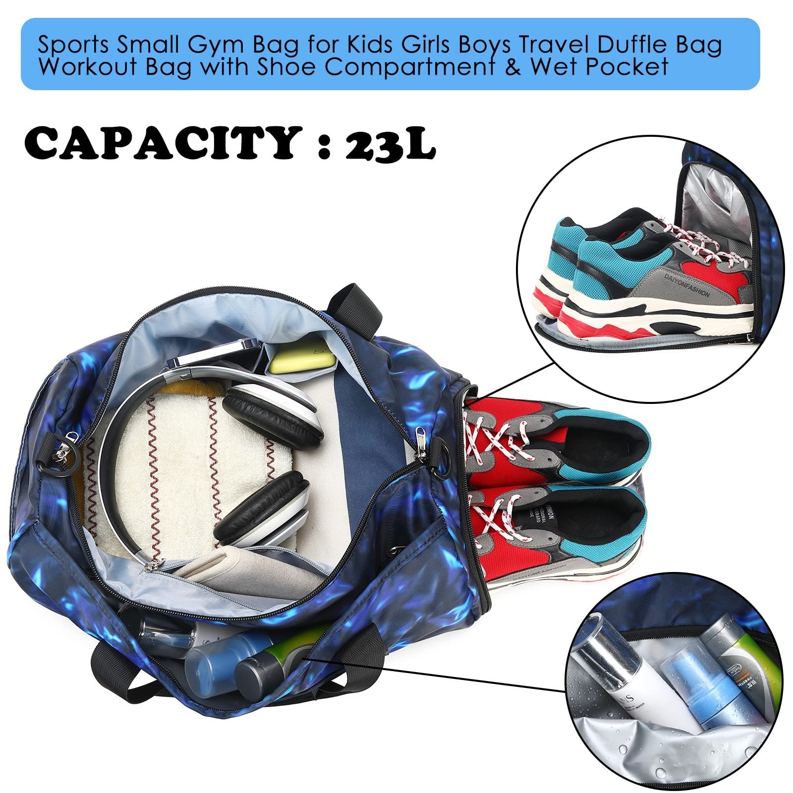 Kids Duffle Bag Boys Girls Overnight Travel Sport Gym Bag Weekender Carry On …