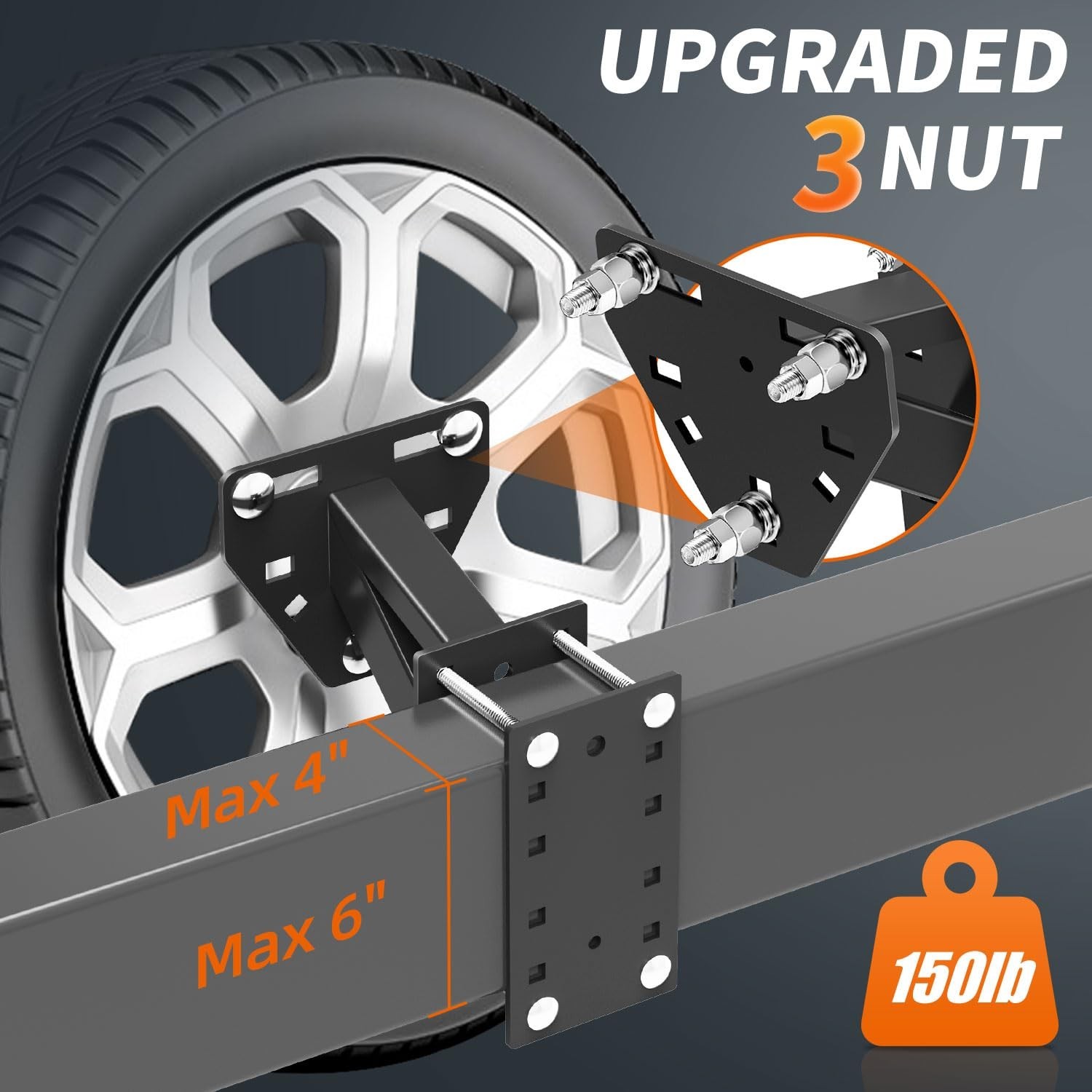Trailer Spare Tire Mount,3-Nuts Design Spare Tire Mount for Utility Trailer,U…