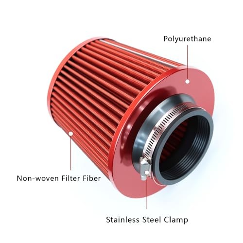 Fiber 3″ Cold Air Intake Filter (RED, 3inch”76mm) 4