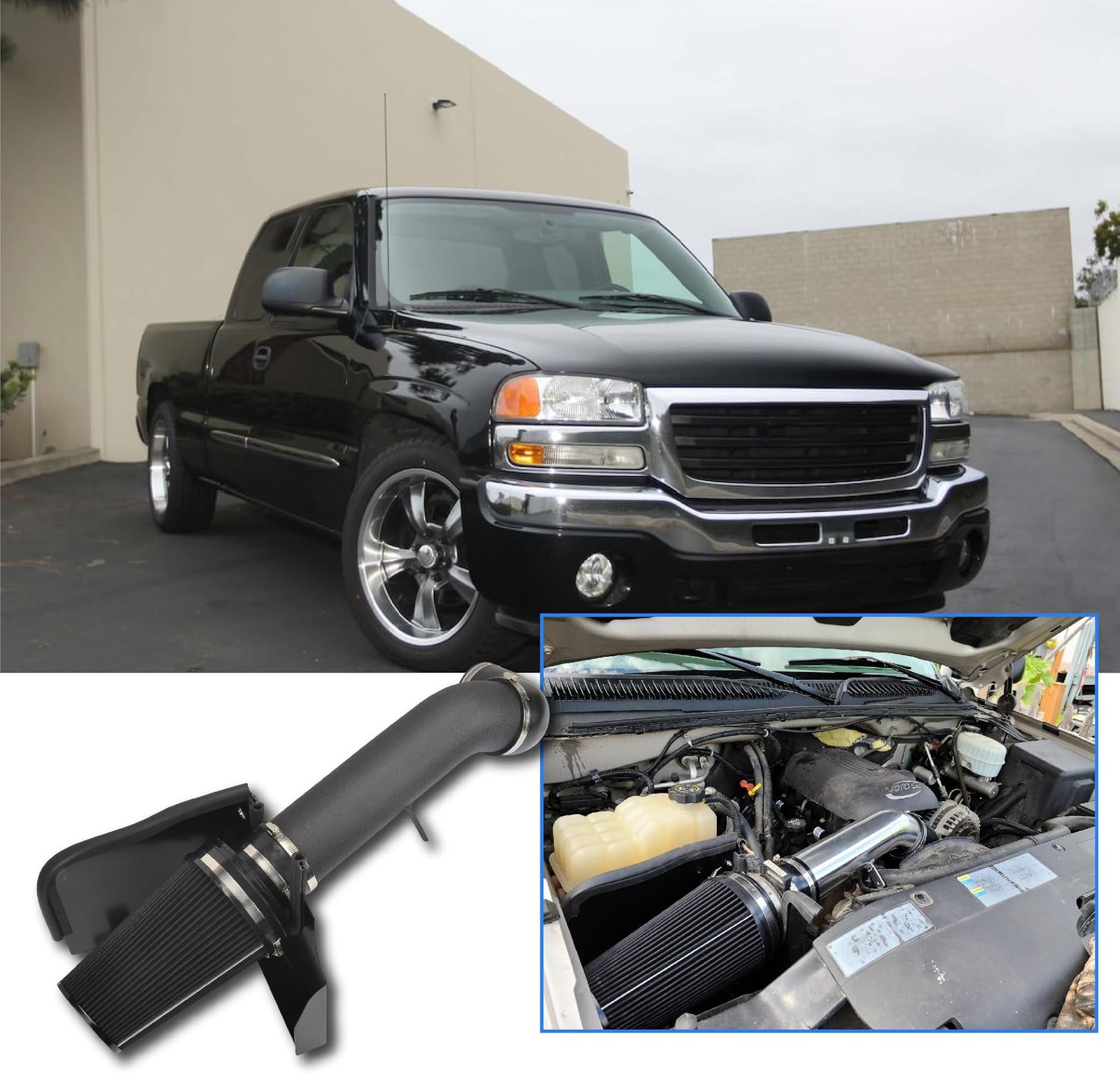 4″ Cold Air Intake System + Heat Shield Compatible with 1999-2006 GMC/Chevy V…