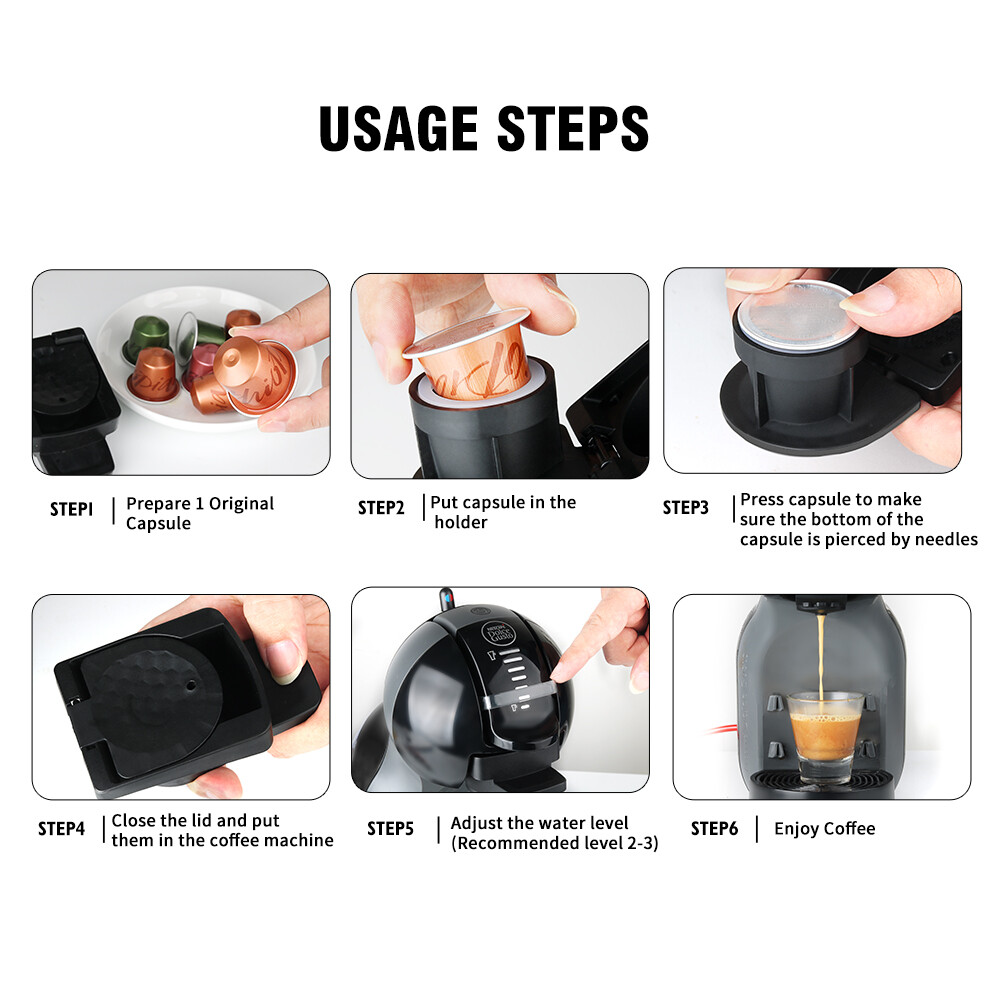 Reusable For Dolce Gusto Coffee Capsule Adapter Converter & Metal Coffee Pod Set