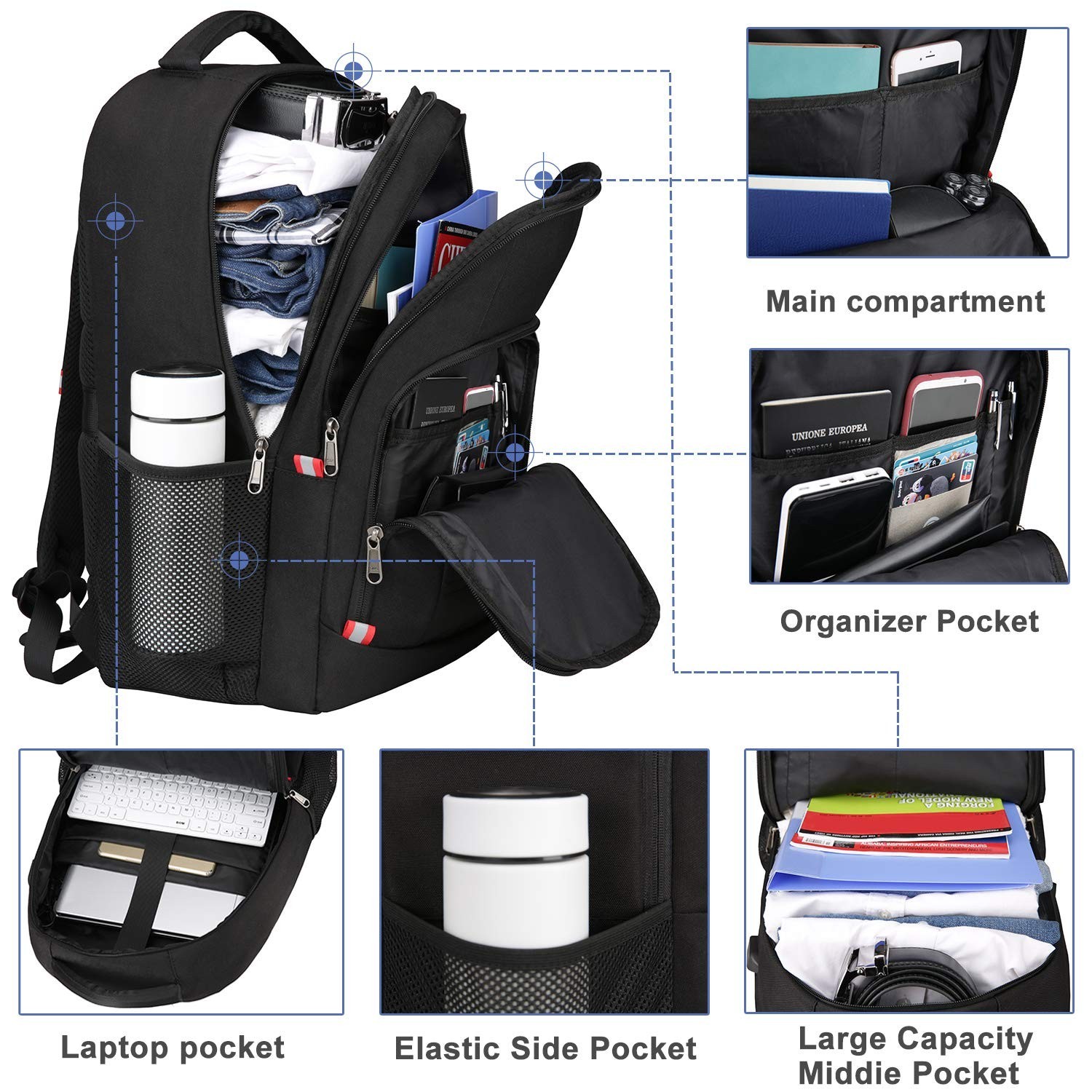 Della Gao Laptop Backpack for Men, 17.3inch Large Business Travel Backpack | …