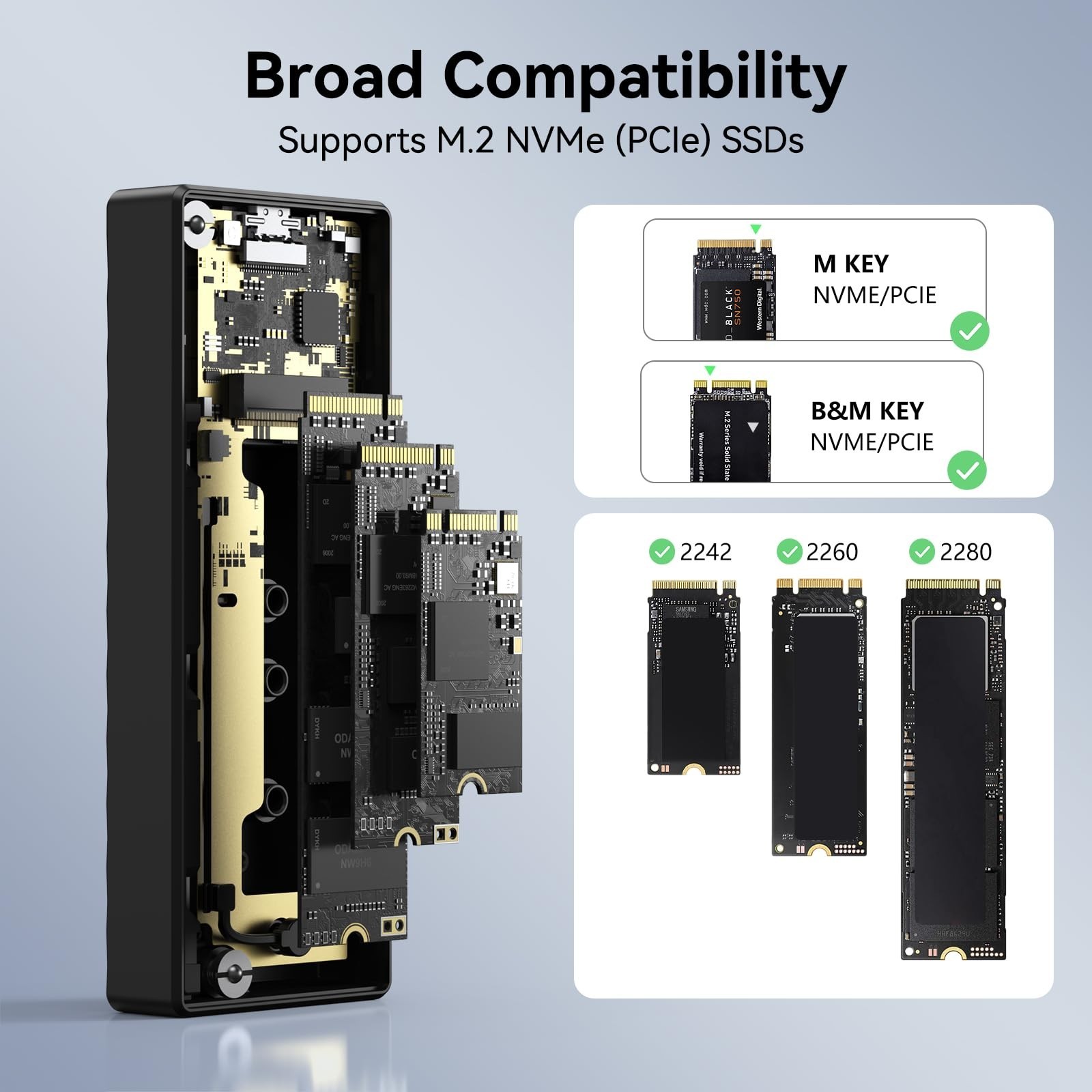 MOKiN M.2 NVMe Enclosure, 20Gbps M.2 Enclosure Adapter, SSD Drive Reader to U…