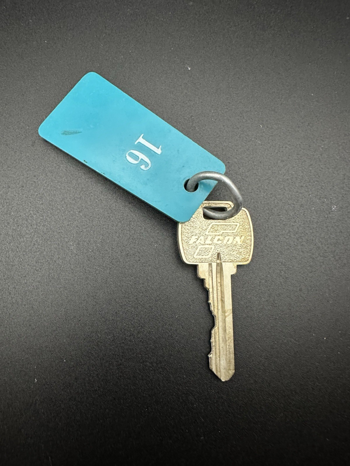 Vintage Motel Hotel Room Key w Teal Tag Falcon Key Mid Century Roadside Ephemera