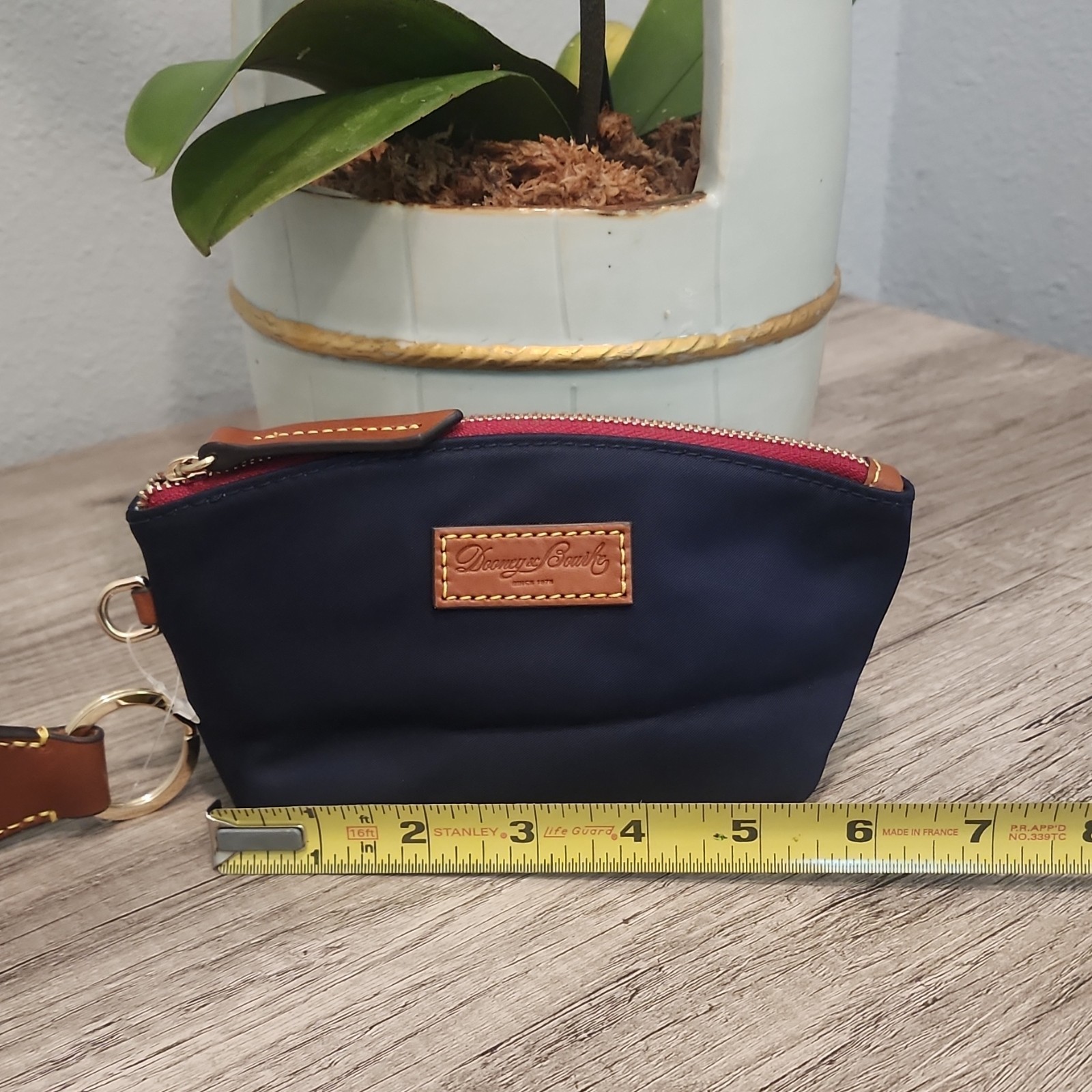 Dooney & Bourke Striped Zip Keychain Pouch Keyring, Blue/Brown Women