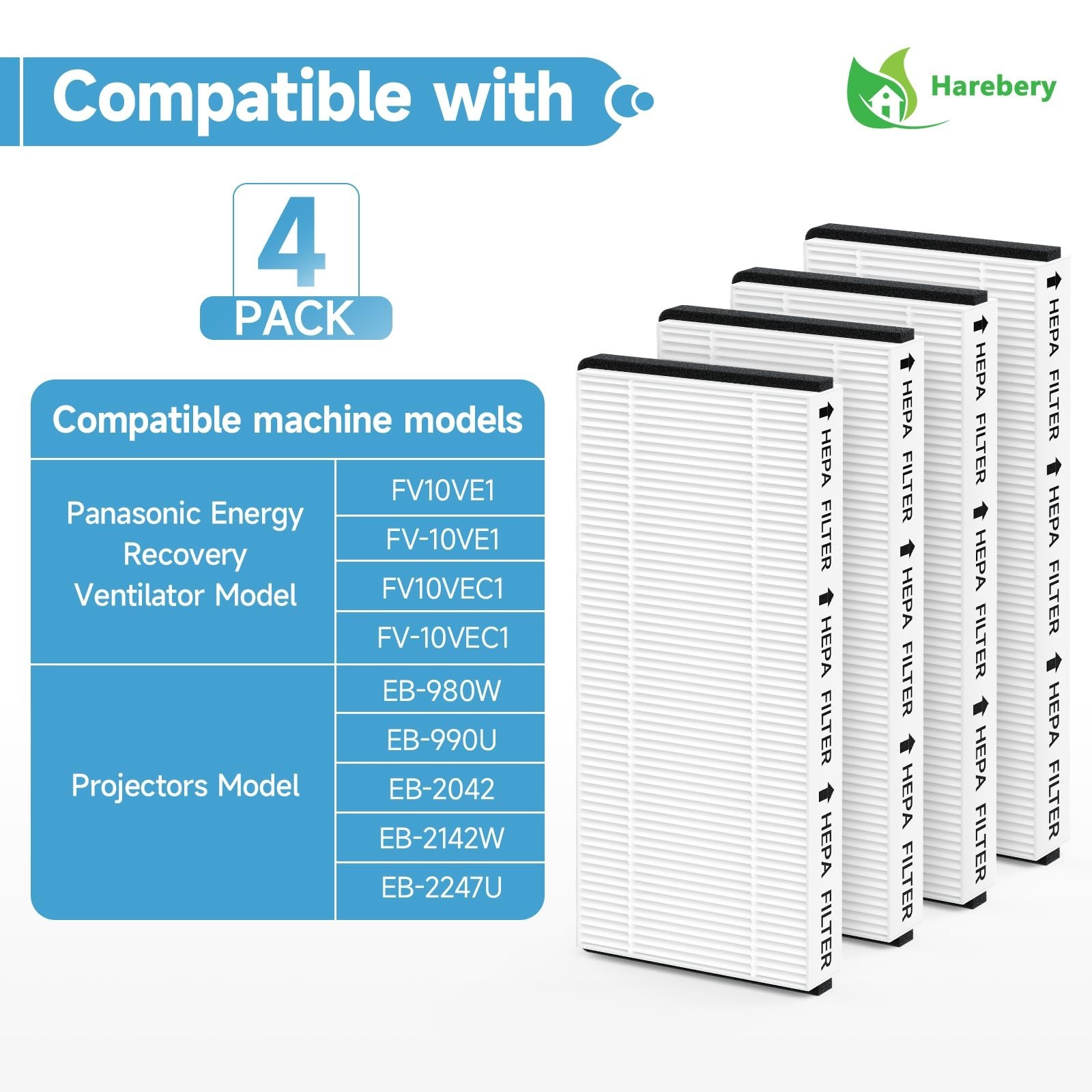 4 Pack FV10VE1 Air Filter Replacement Compatible with Panasonic Energy Recove…