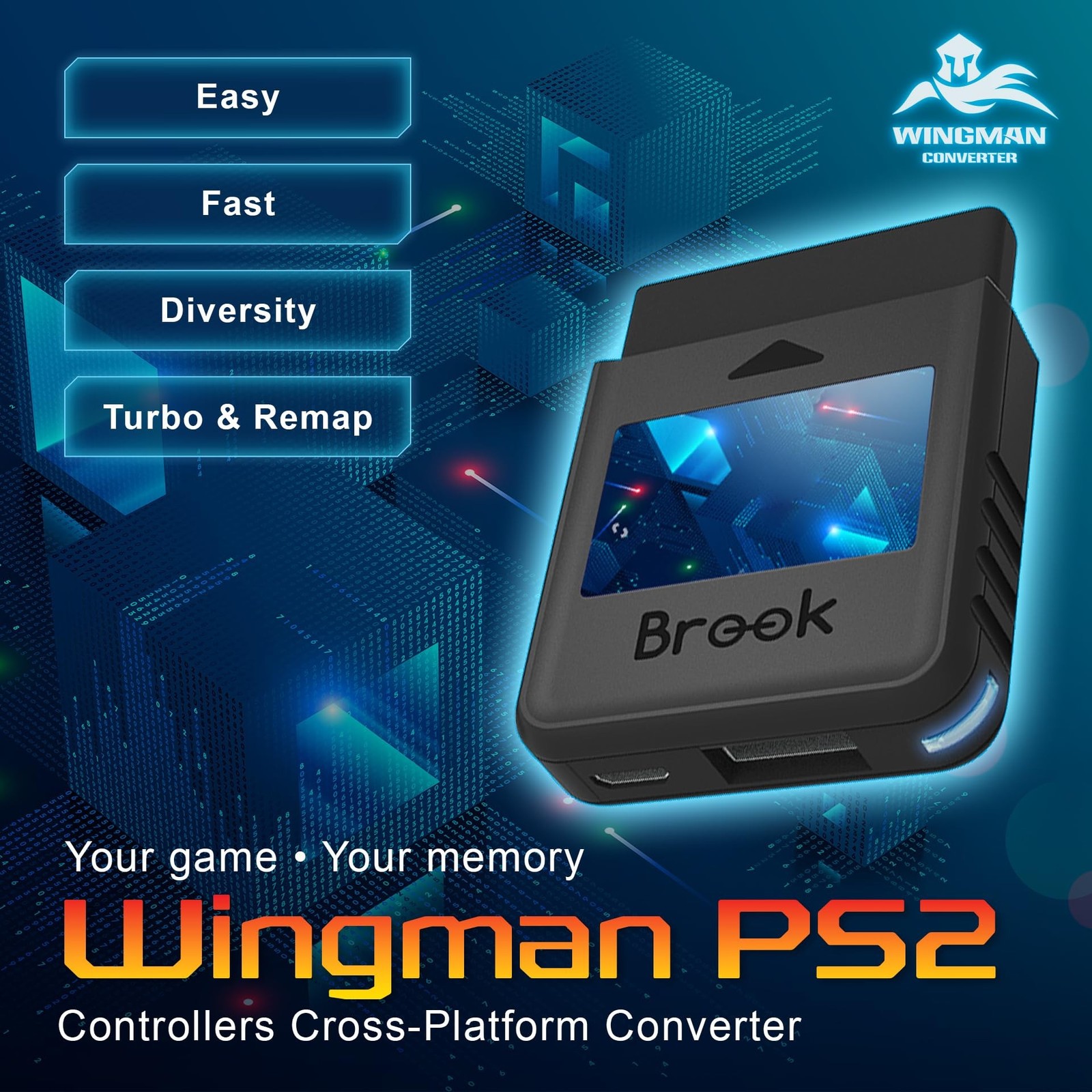 Brook Wingman PS2 Converter Wireless Adapter for PS4/PS3 to PS2/PS1/PS Classi…