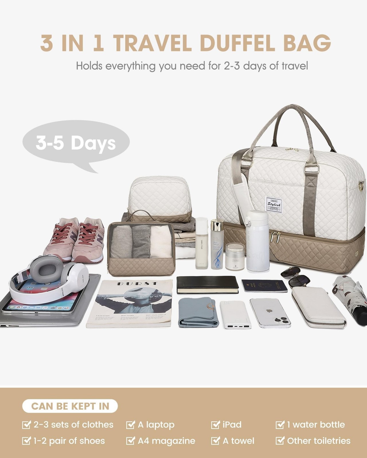 Travel Duffle Bag Weekender for Women: Travel Duffel Carry-On Overnight Bags …
