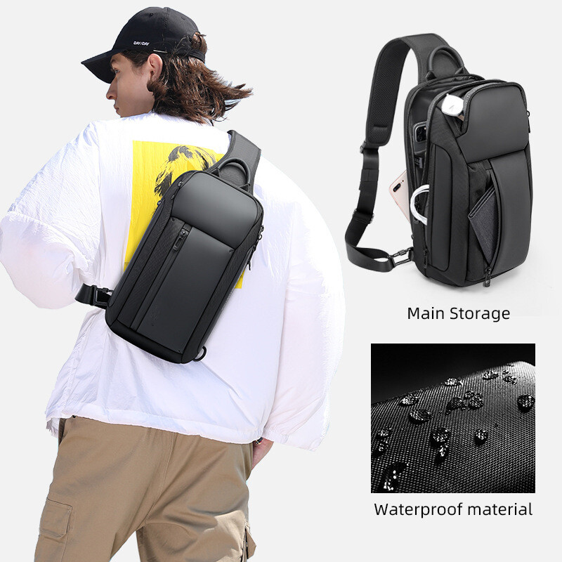 Crossbody bag Men’s shoulder bag TSA combination lock Anti-theft breast bag