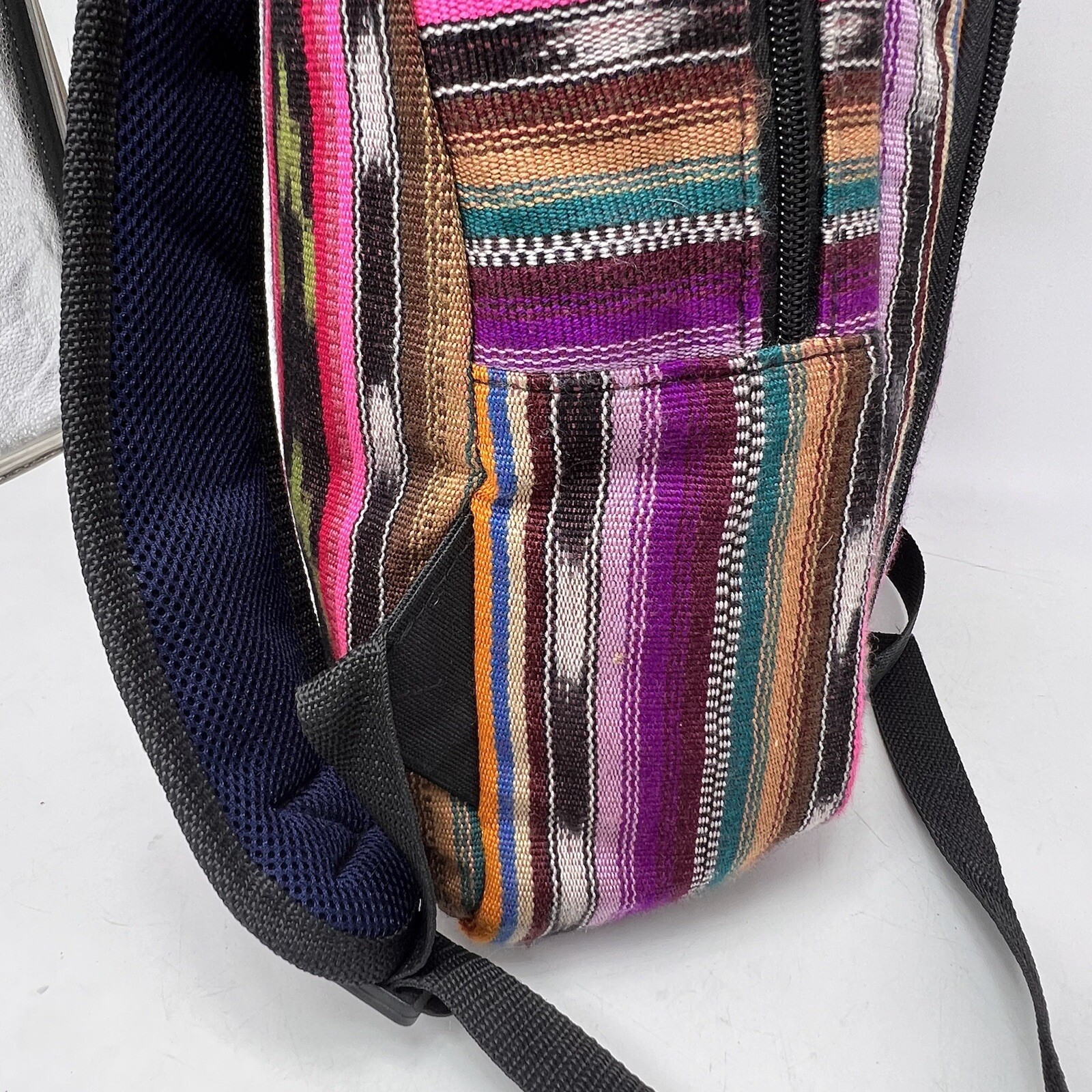 BackPack Guatemalan Full Zip Cotton Adjustable Straps 3 Compartments Colorful