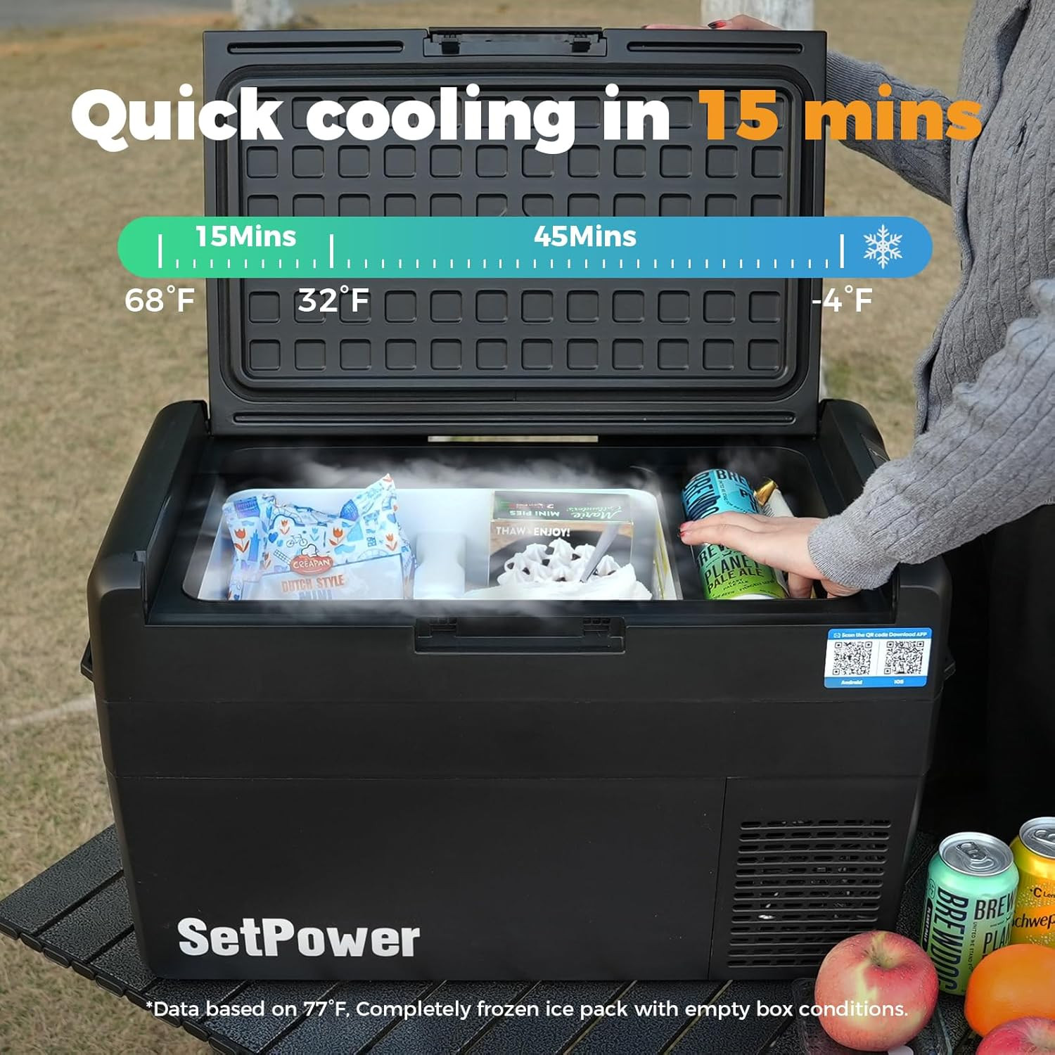 12V Refrigerator 21 Quart Portable Freezer 50 Hours Keep Cool,Electric Cooler fo
