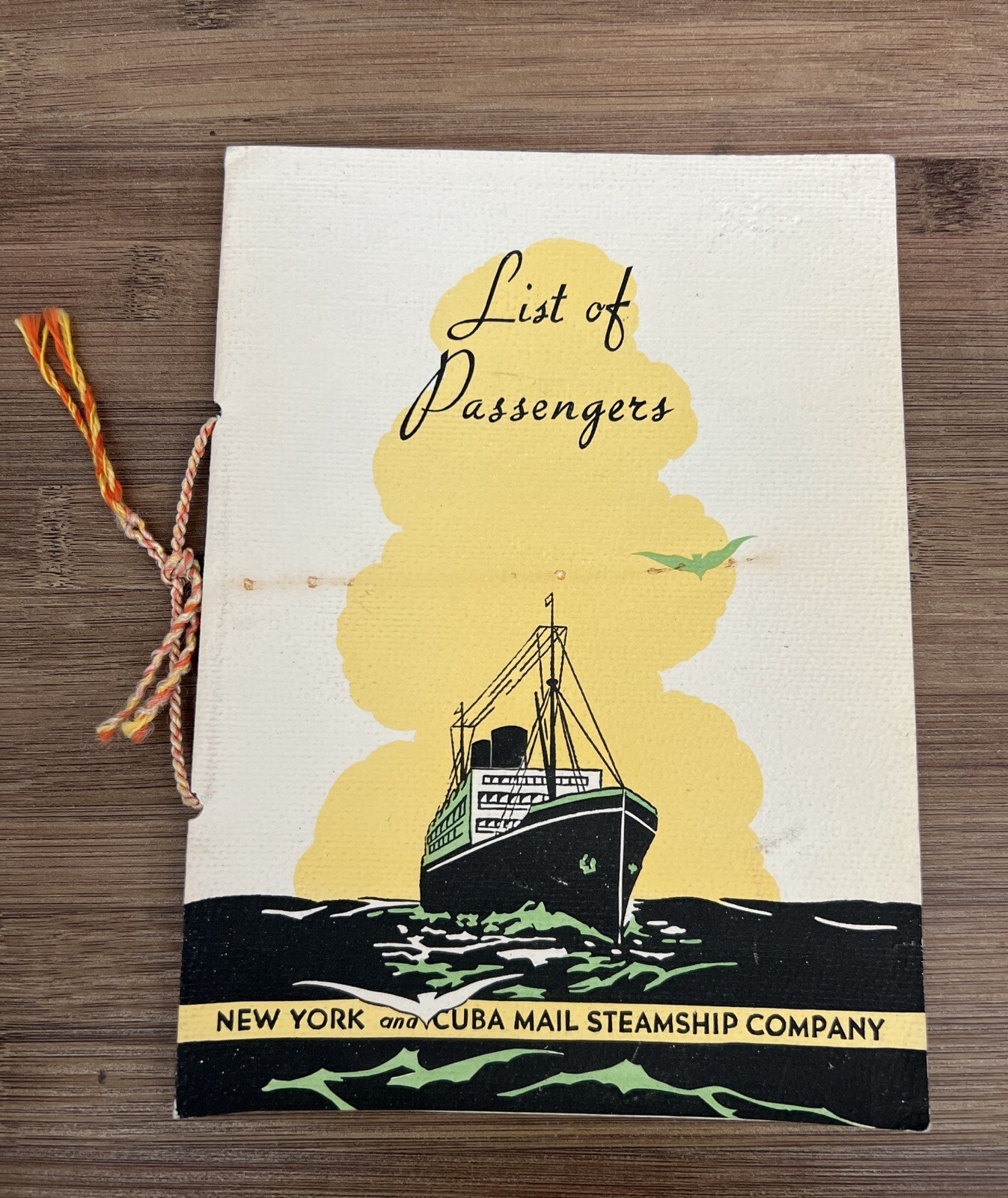 Oriente Turbo-Electric Liner List Of Passengers Book 1936 Havana To New York VTG