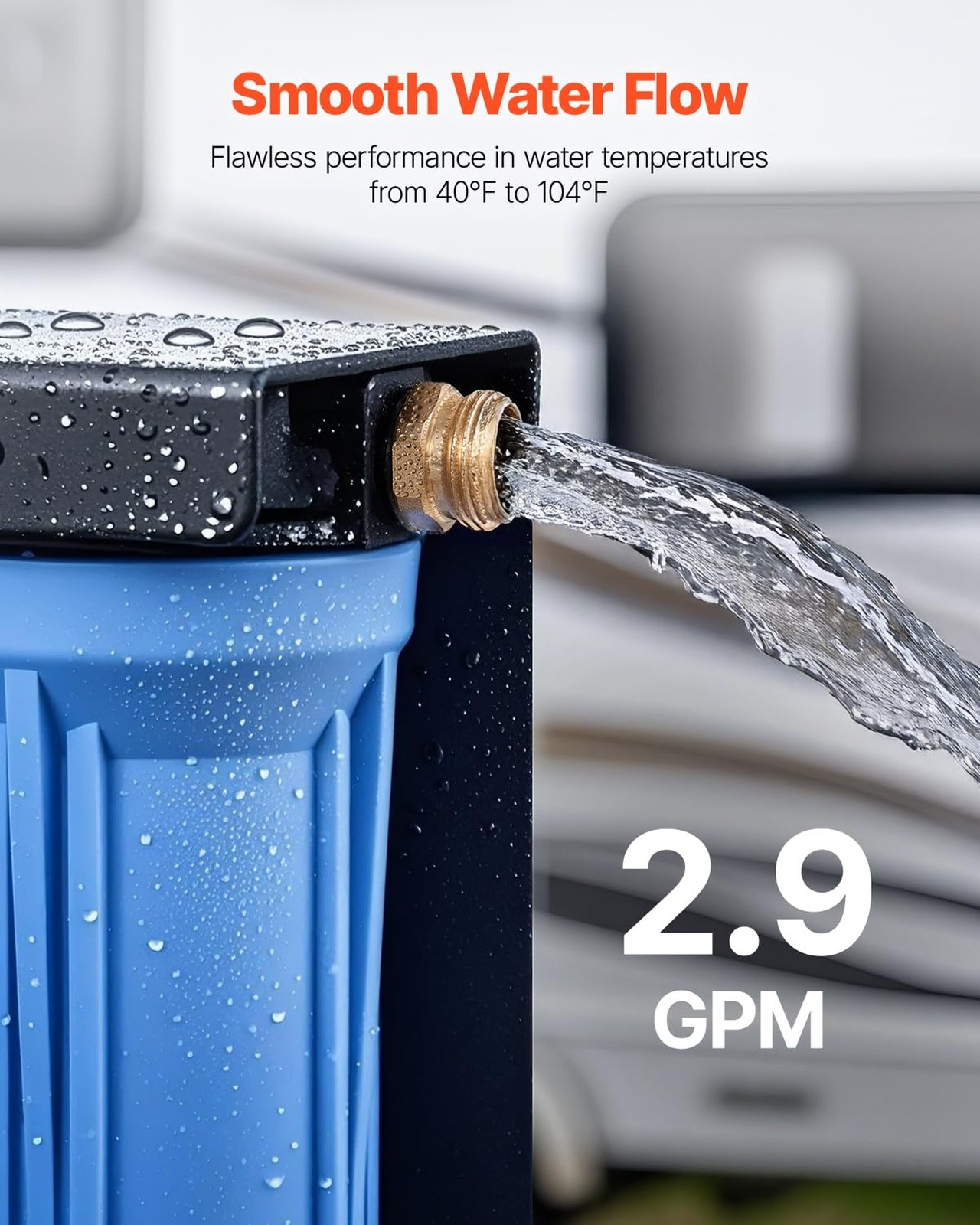 VEVOR RV Water Filter with Bracket, 3-Cartridge 2.5 x 10 in Water Filter Syst…