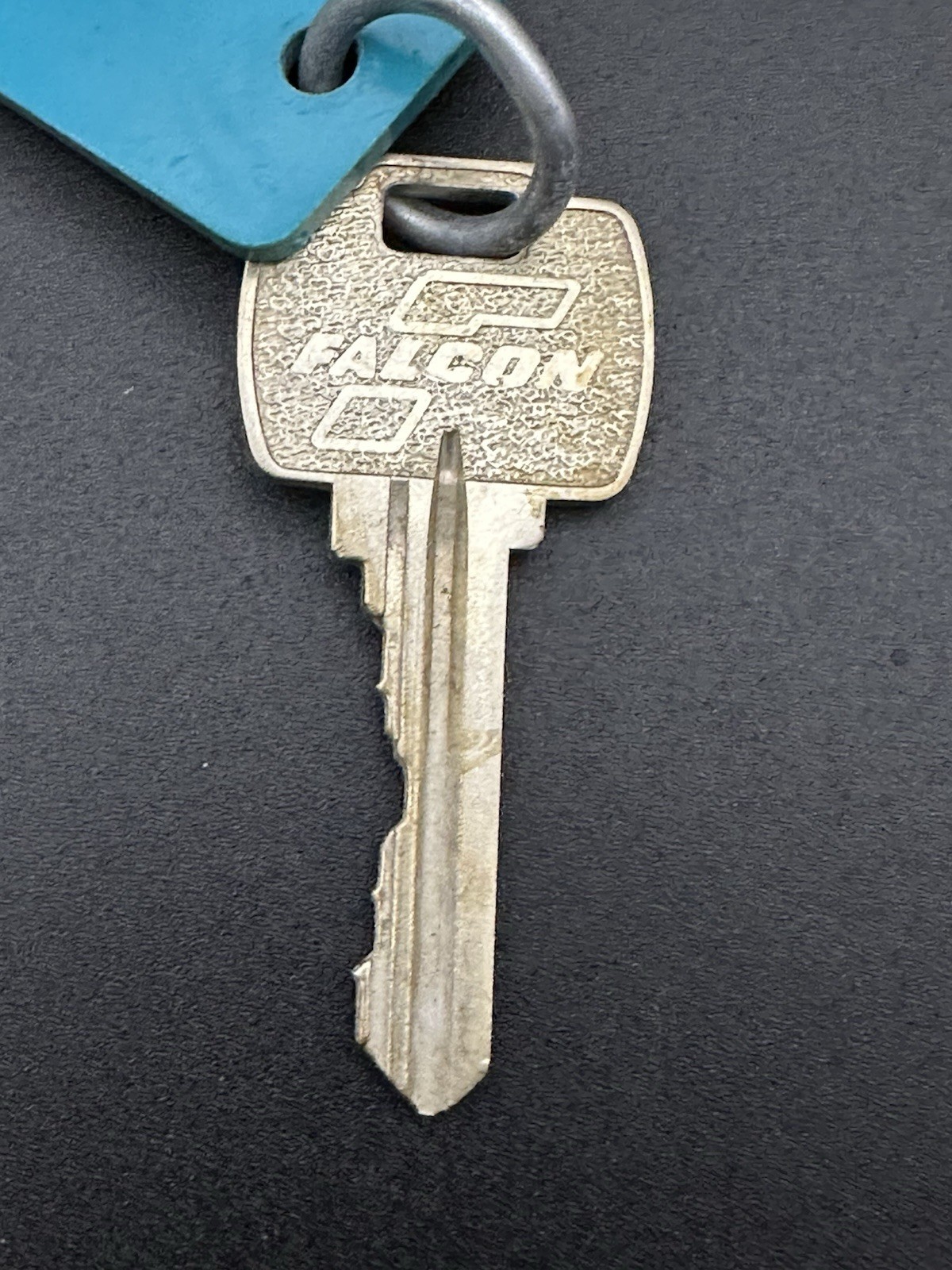 Vintage Motel Hotel Room Key w Teal Tag Falcon Key Mid Century Roadside Ephemera