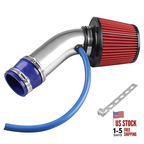 76mm 3″ Universal Cold Air Intake Kit Aluminum Turbo Filter High-Flow Sliver