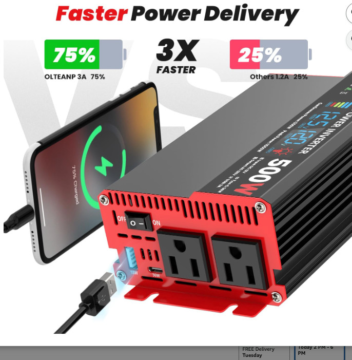 1000 Watt Power Inverter 12V DC to 110V/120V AC Car Inverter with LCD Screen