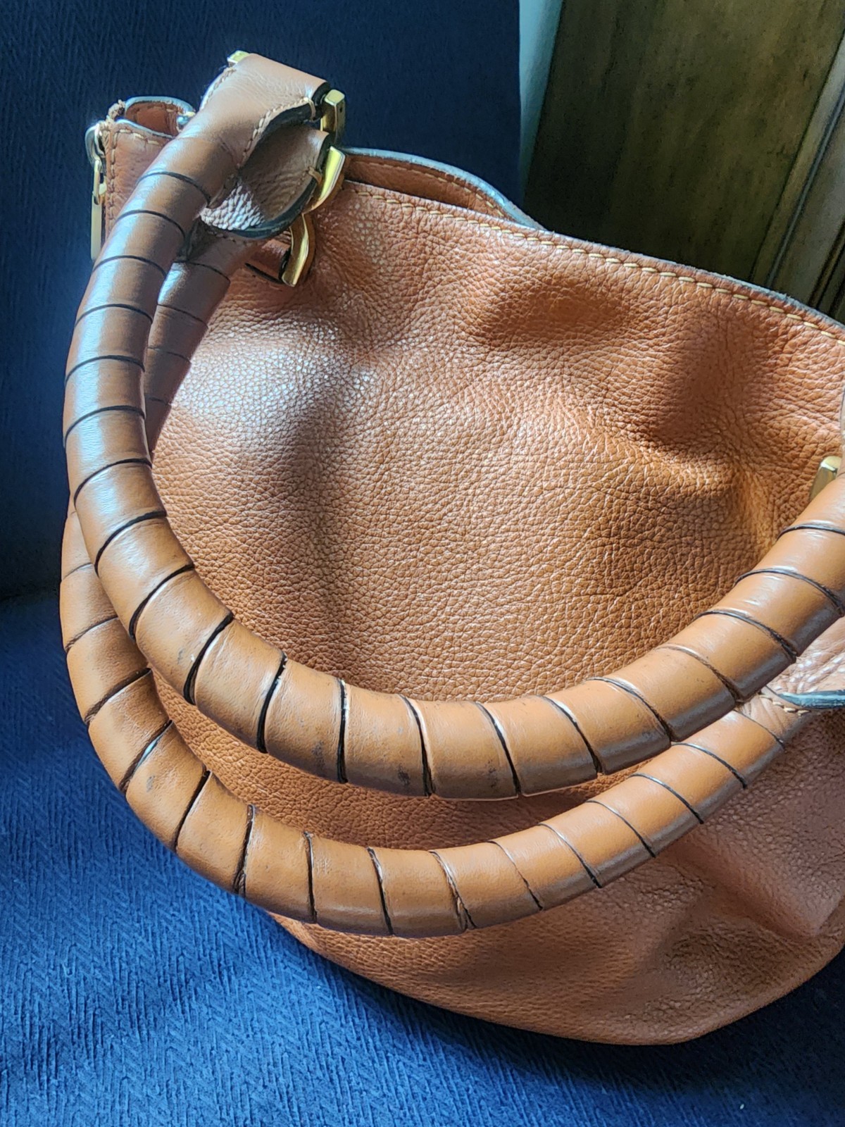 Chloe Marcie HANDBAG-PURSE-BAG -Top handle Large Tan