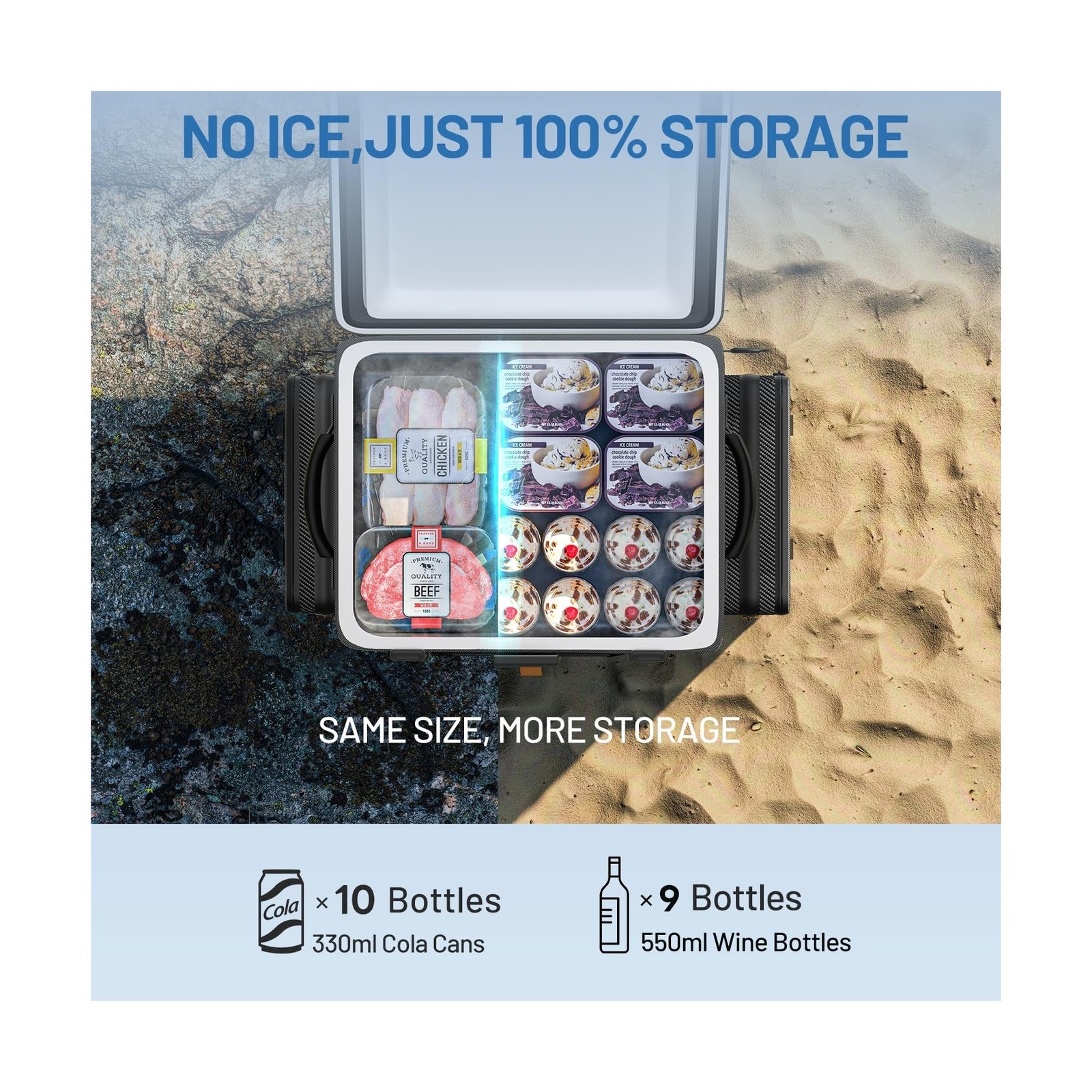 LiTHELi Frozen Pack 12V Car Refrigerator & Portable Electric Cooler, 20L