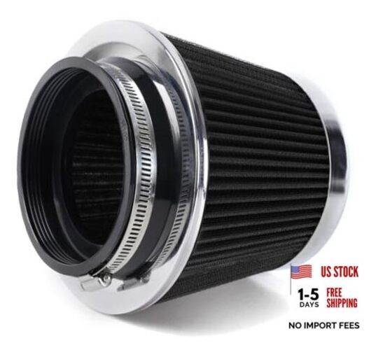4-Inch Cold Air Intake Filter – Washable, High Performance, 3″ or 3 Short Black