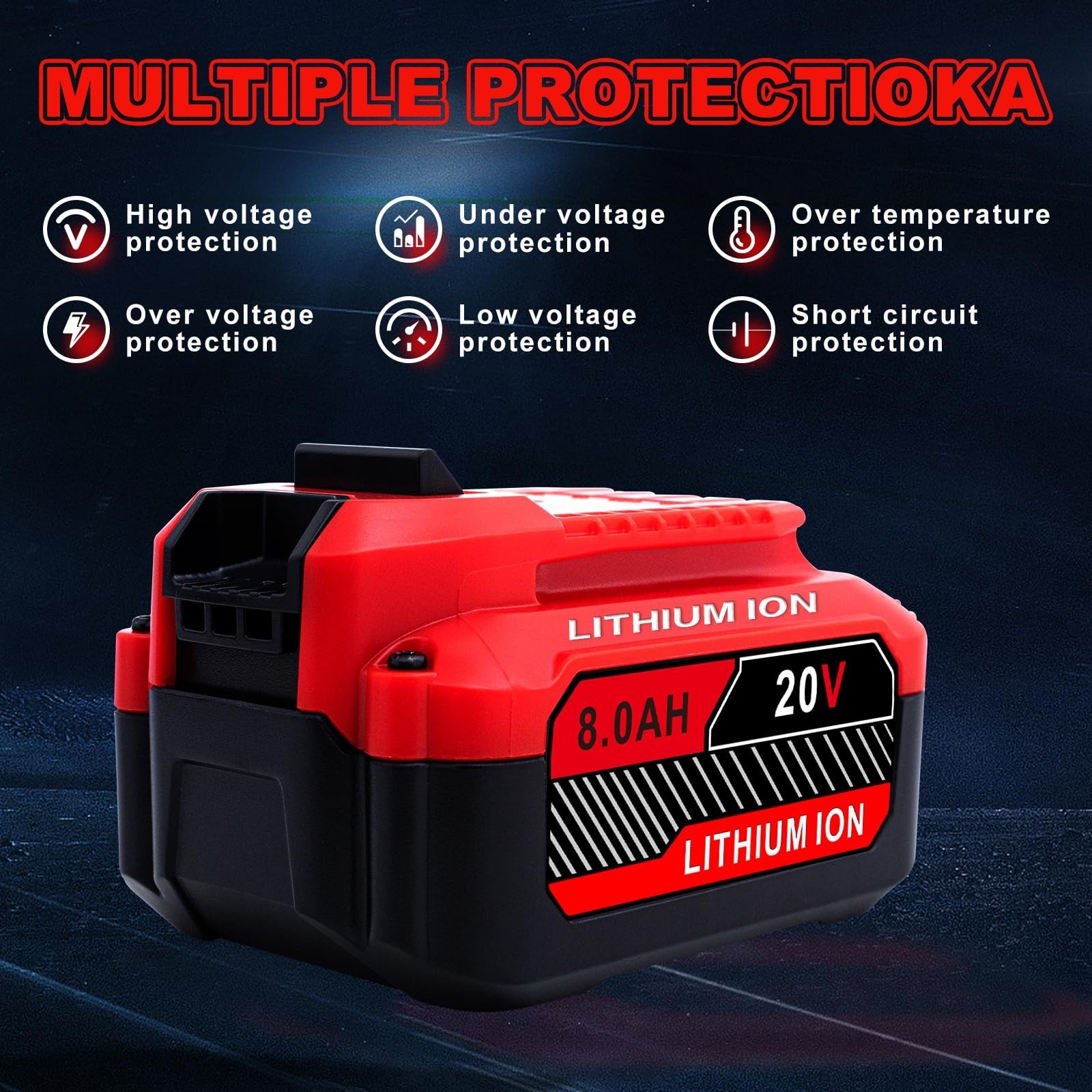 Upgrade 2-Pack 20V 8.0Ah Replacement for Craftsman 20V Battery V20 Lithium io…