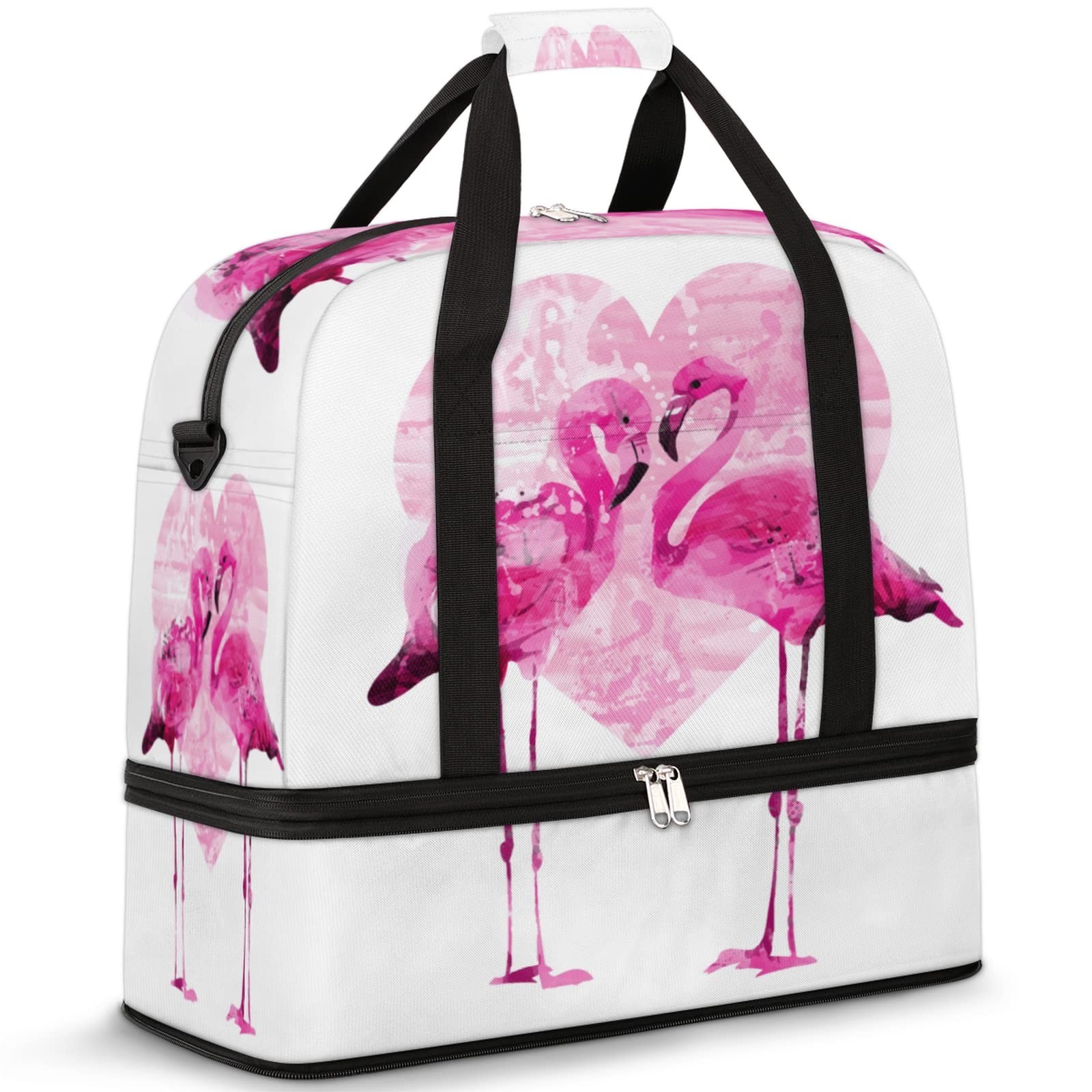 Couple Flamingo Foldable Travel Duffel Bag Tote Carry On Luggage Sports Gym B…