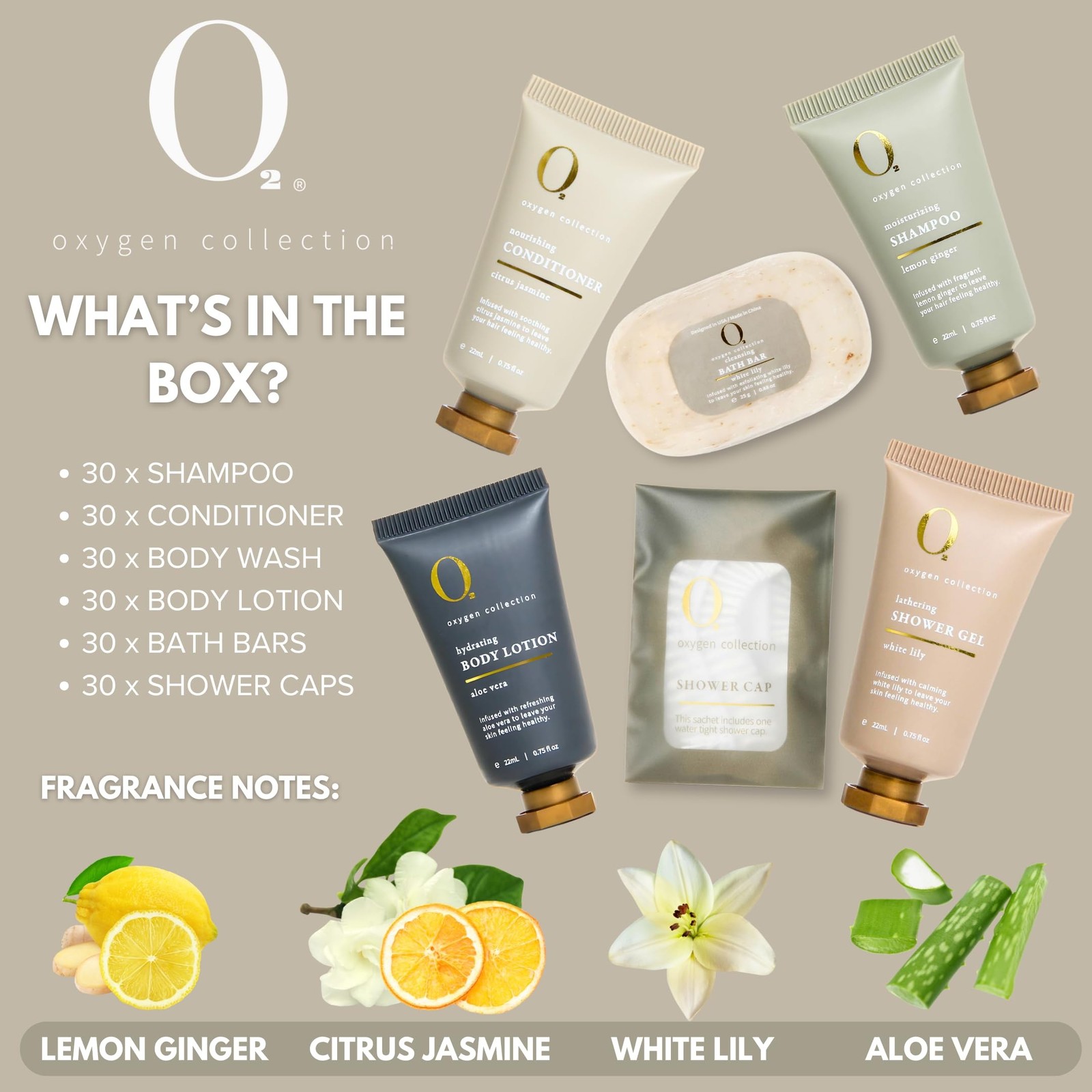 O2 Oxygen 300Pcs/22ml Travel Size Mini Shampoo and Conditioner Sets Body Wash…