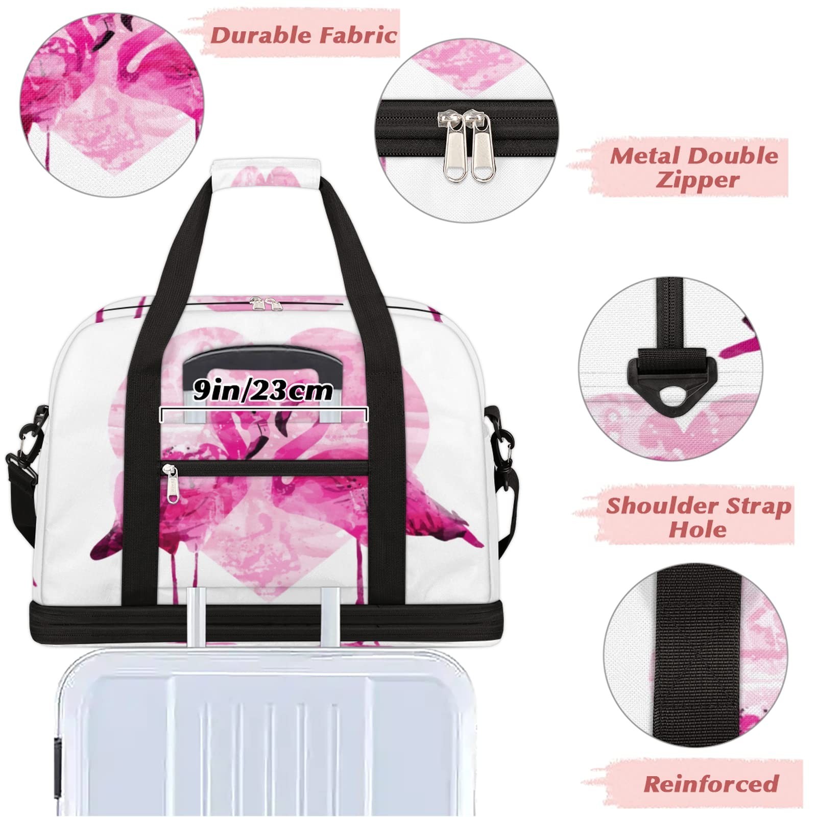 Couple Flamingo Foldable Travel Duffel Bag Tote Carry On Luggage Sports Gym B…