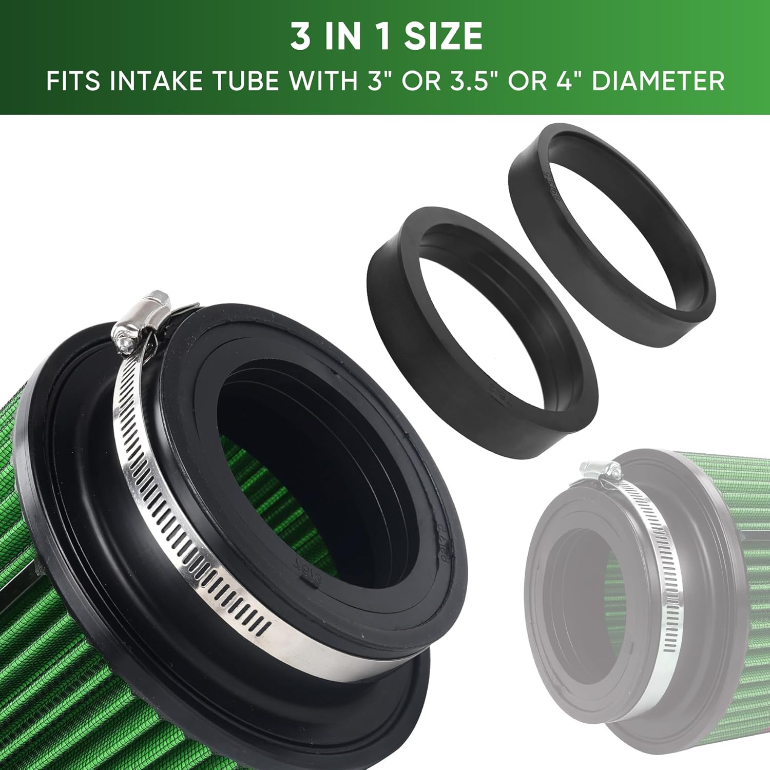 3 3.5 4 Inch Cold Air Intake Filter 76Mm 89Mm 101Mm High Performance Washable 3