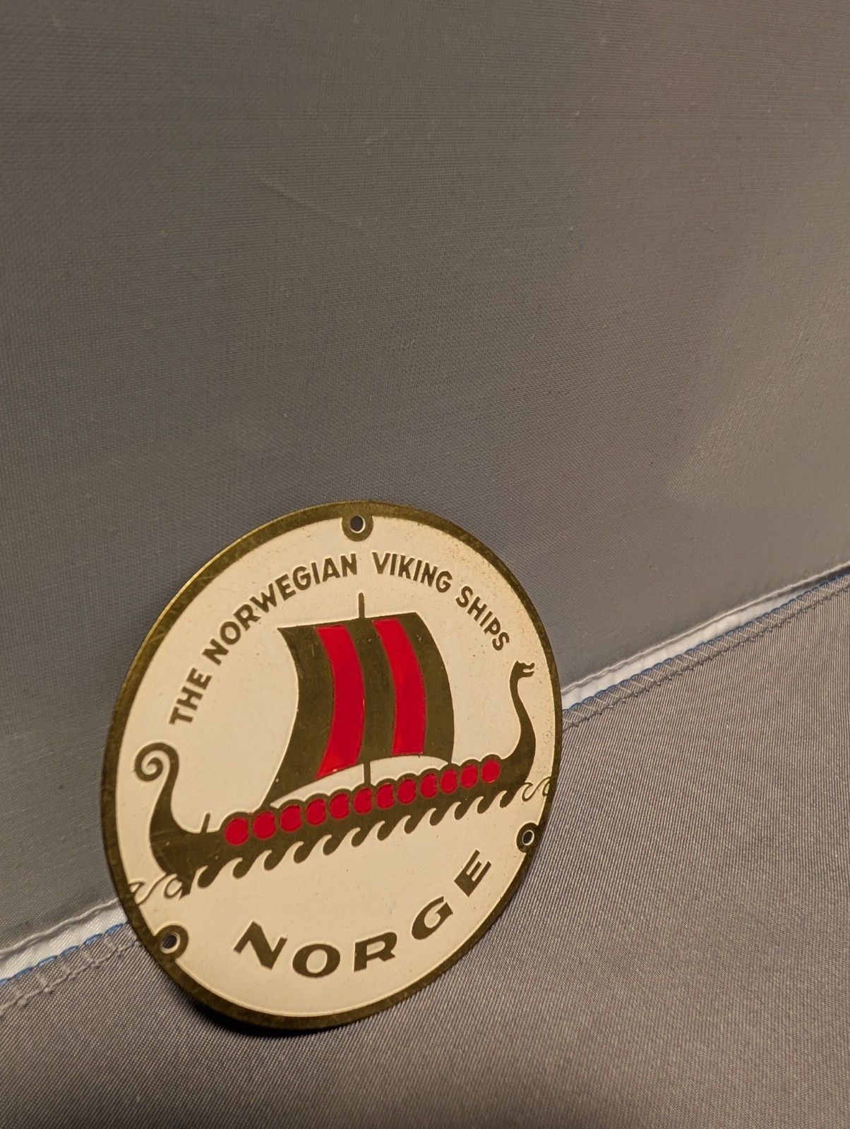 NORGE The Norwegian Viking Ships metal circle name plate decal decor
