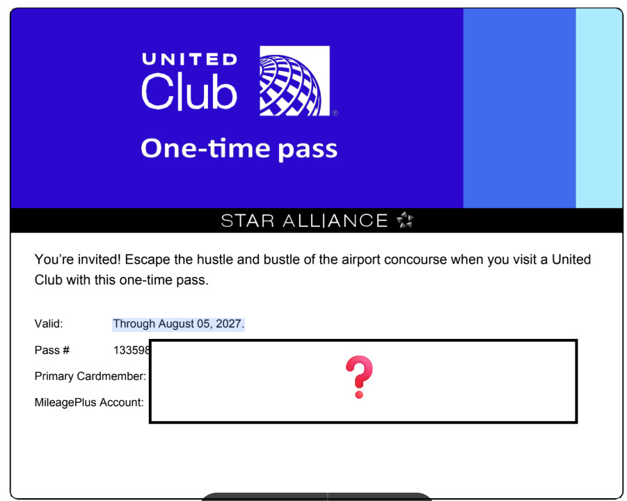 1 United Airlines Club Lounge One-Time Passes Expire 08/05/2027 Fast E-Delivery
