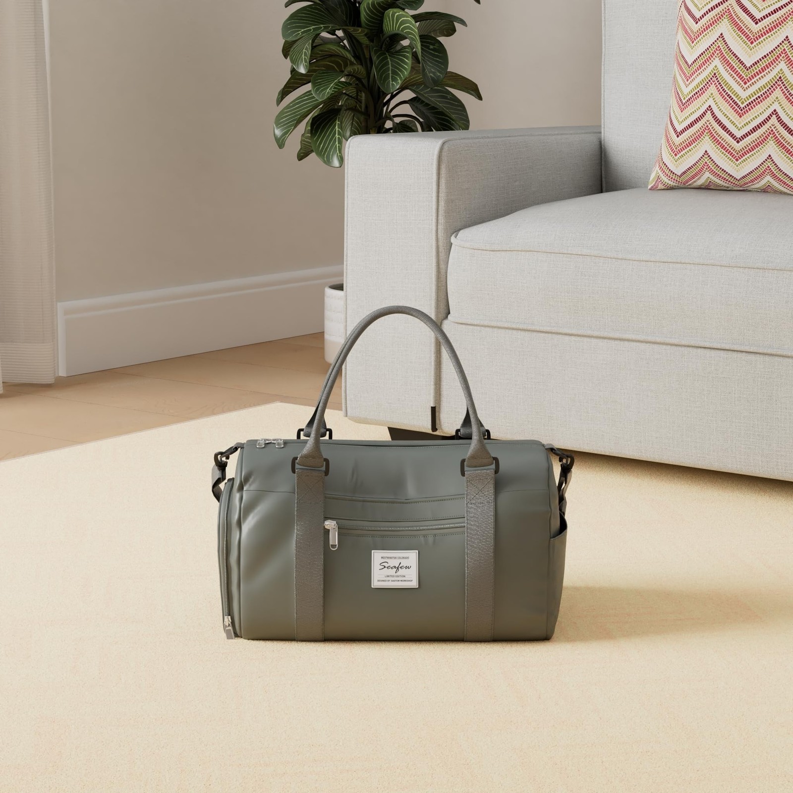 Weekender Gym Duffel Bags for Women Olive Green with Toiletry Bag